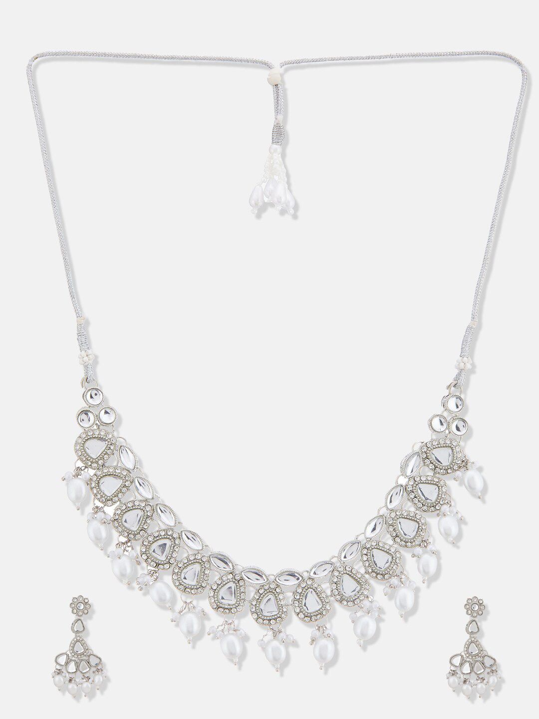 ATIBELLE Silver Plated Kundan Studded Jewellery Set