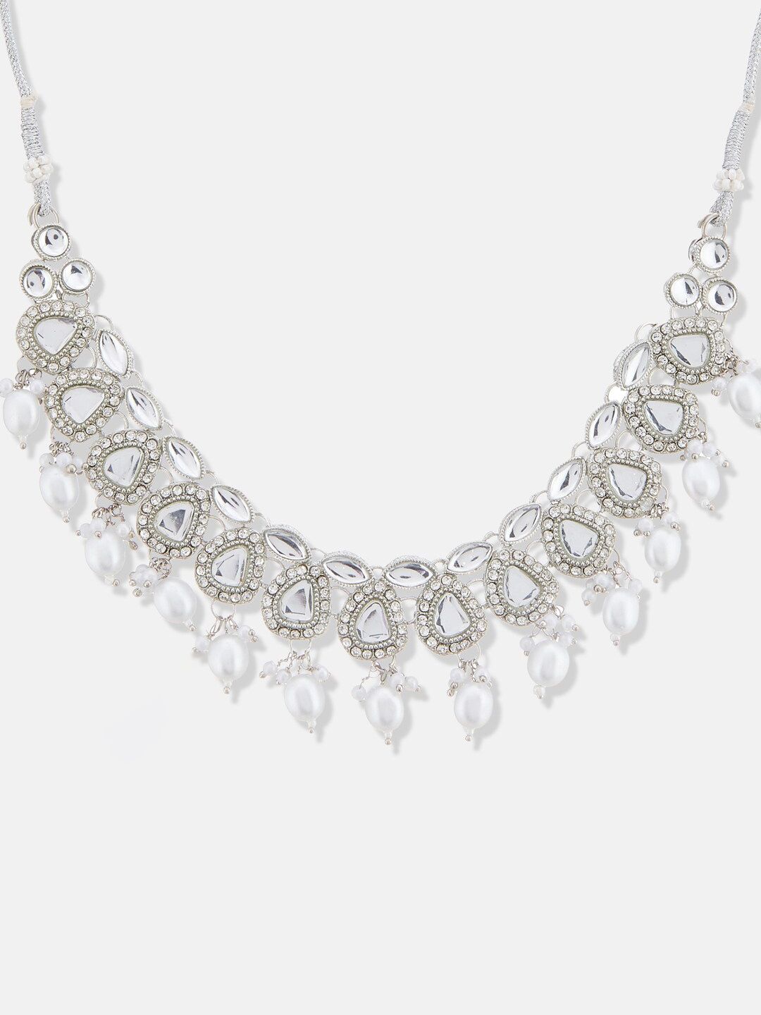 ATIBELLE Silver Plated Kundan Studded Jewellery Set