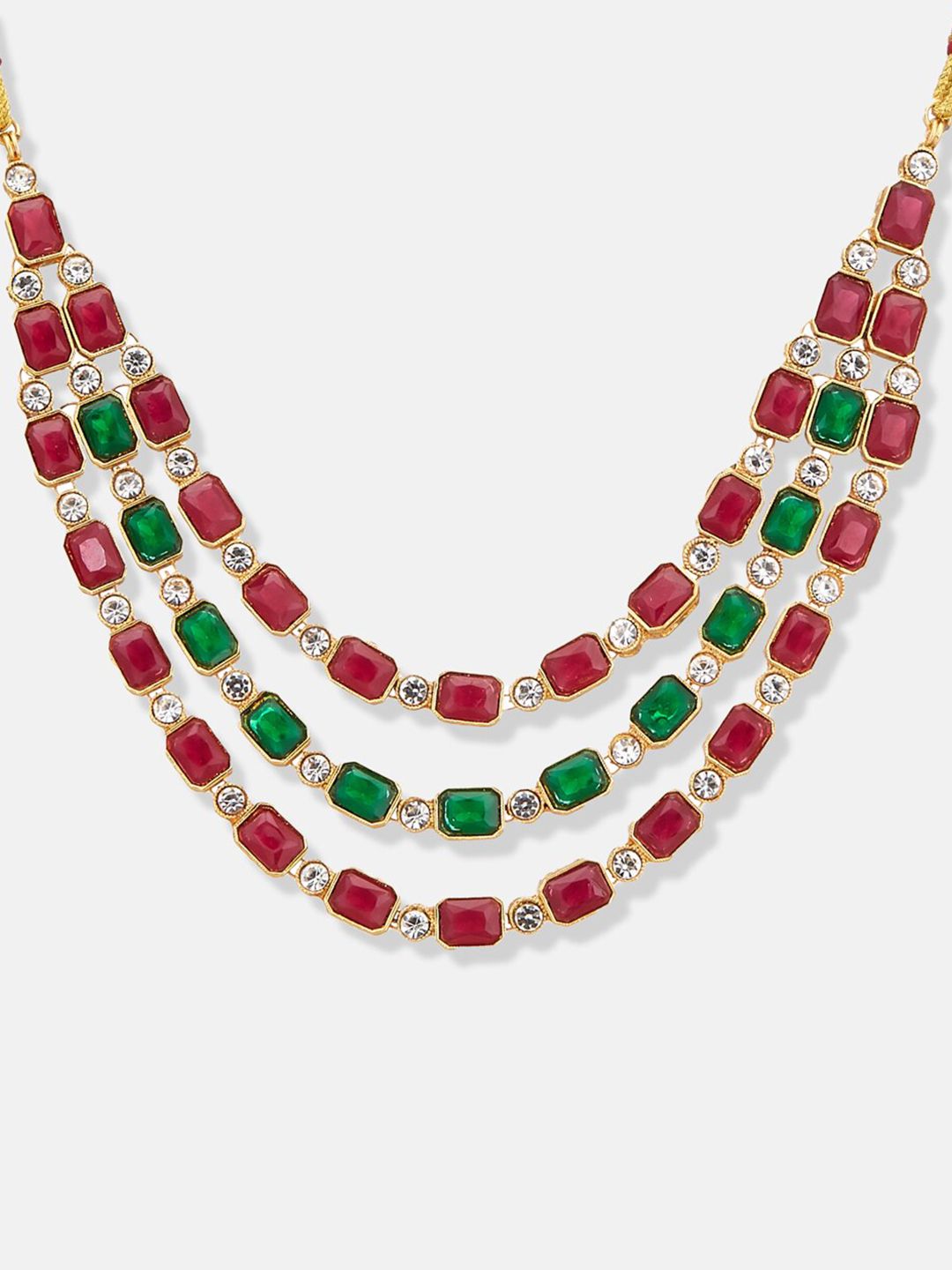 ATIBELLE Gold Plated Kundan Stone Studded & Layered Jewellery set