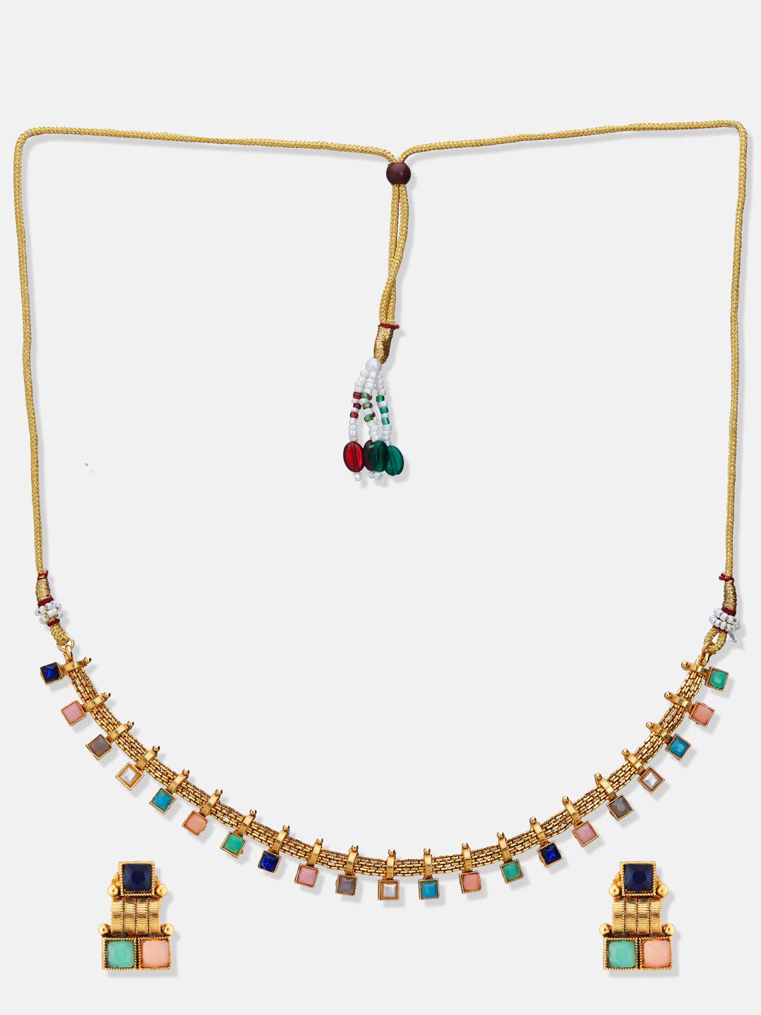 ATIBELLE Gold-Plated Stone Studded Jewellery Set