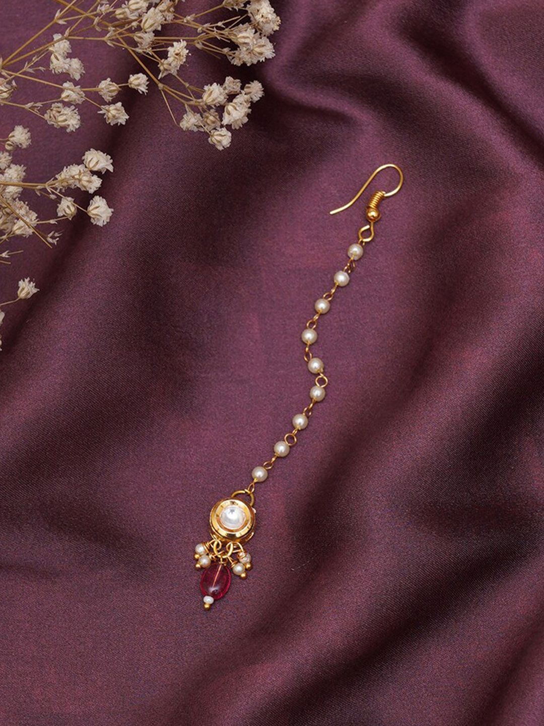 Ruby Raang Gold-Plated Kundan-Studded & Beaded Maang Tikka-picture-19