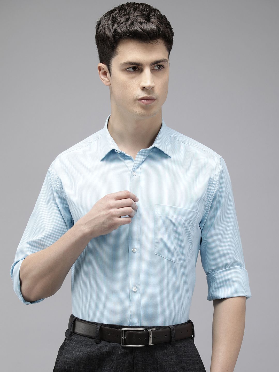 Park Avenue Slim Fit Micro Checked Formal Shirt-picture-23