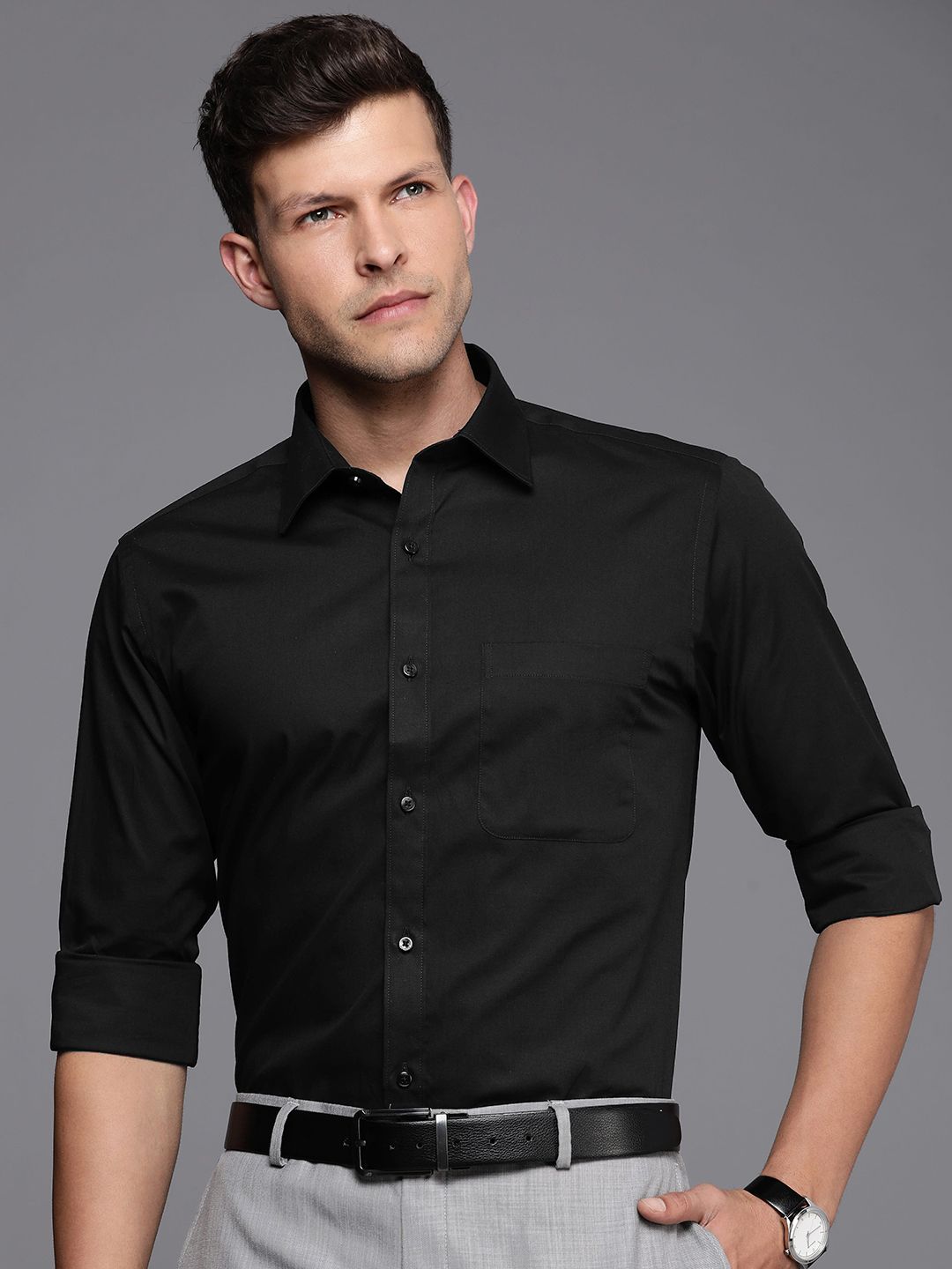 Raymond Solid Slim Fit Pure Cotton Formal Shirt-picture-29