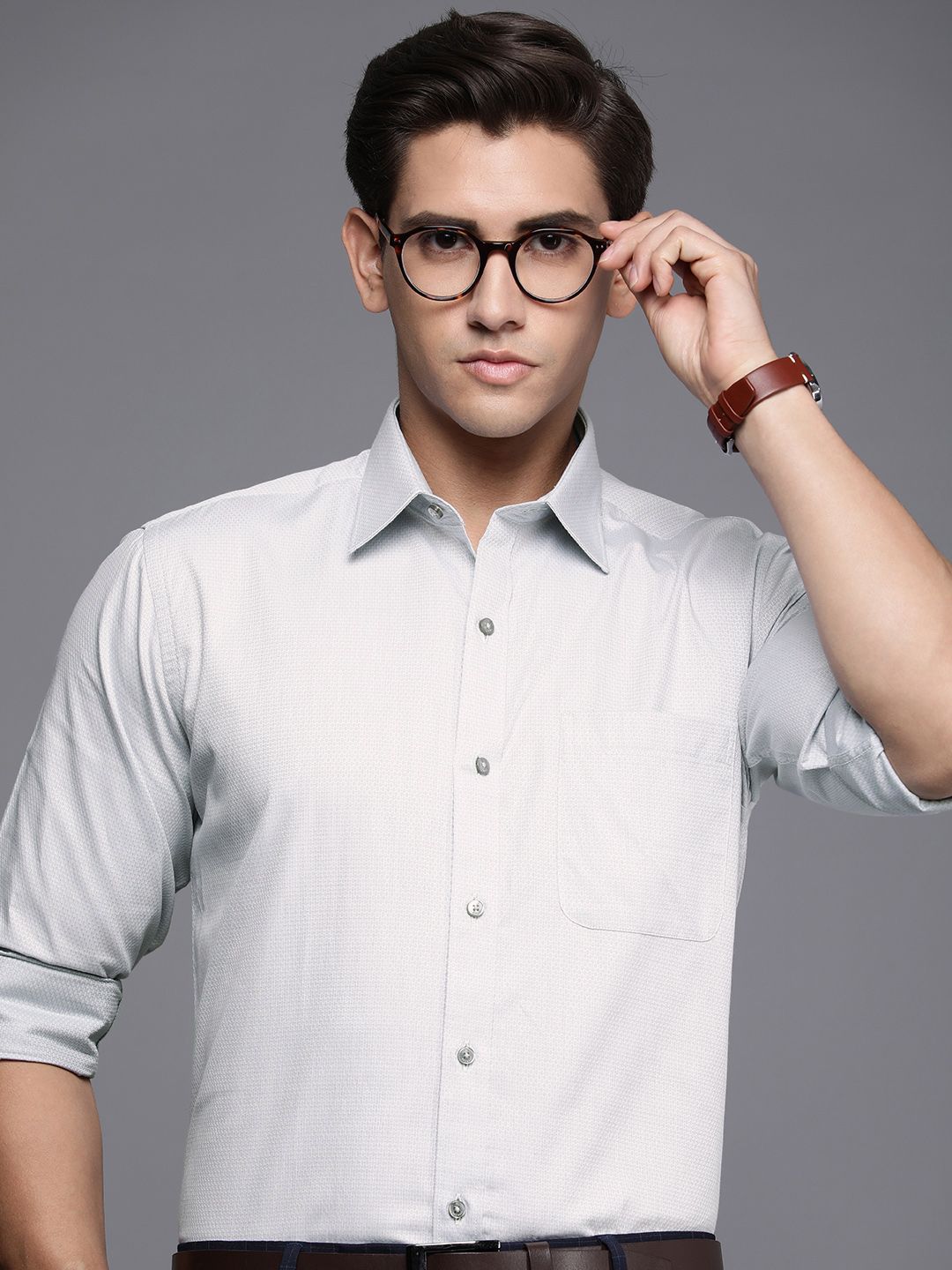 Raymond Opaque Self Design Pure Cotton Formal Shirt-picture-21