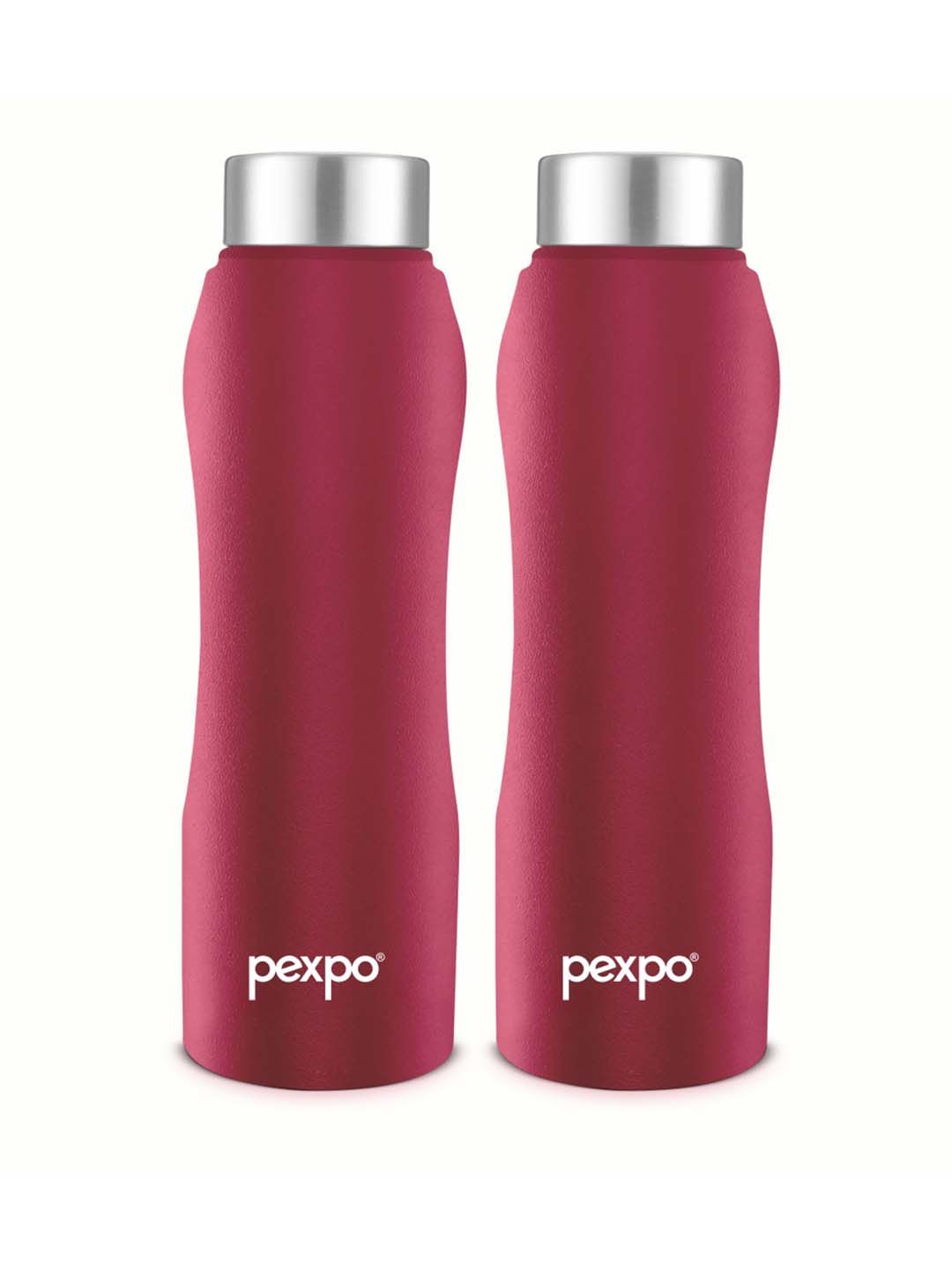 Pexpo Maroon 2 Pieces Stainless Steel Water Bottle 1L