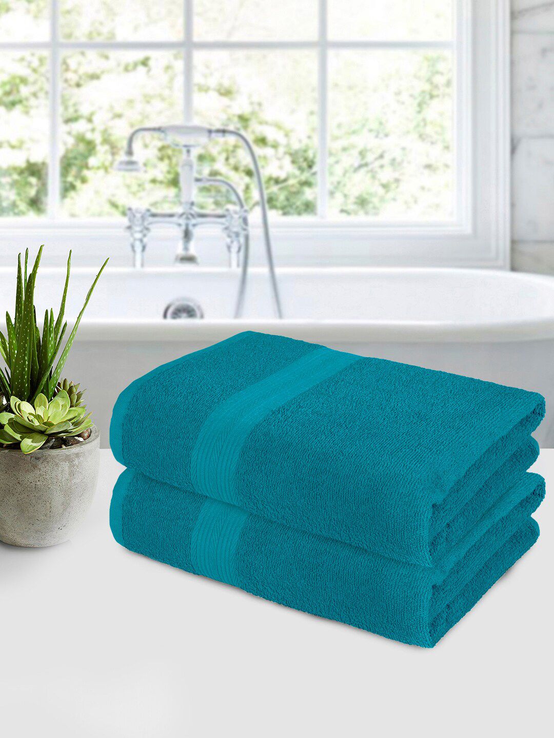 Bedspun Teal 2 Pieces 350 GSM Bath Towels-picture-40