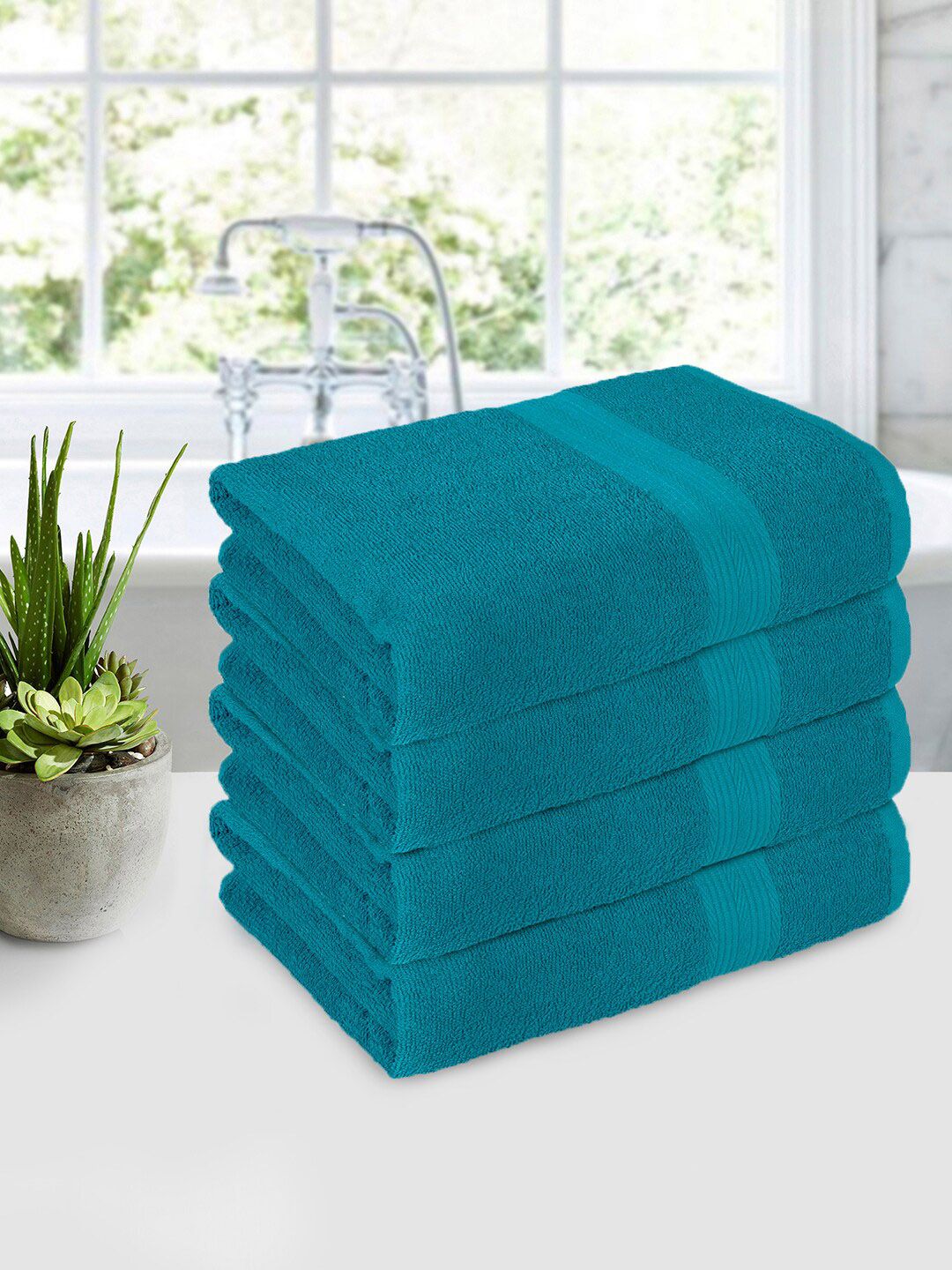 Bedspun Teal 4 Pieces 350 GSM Bath Towels-picture-12