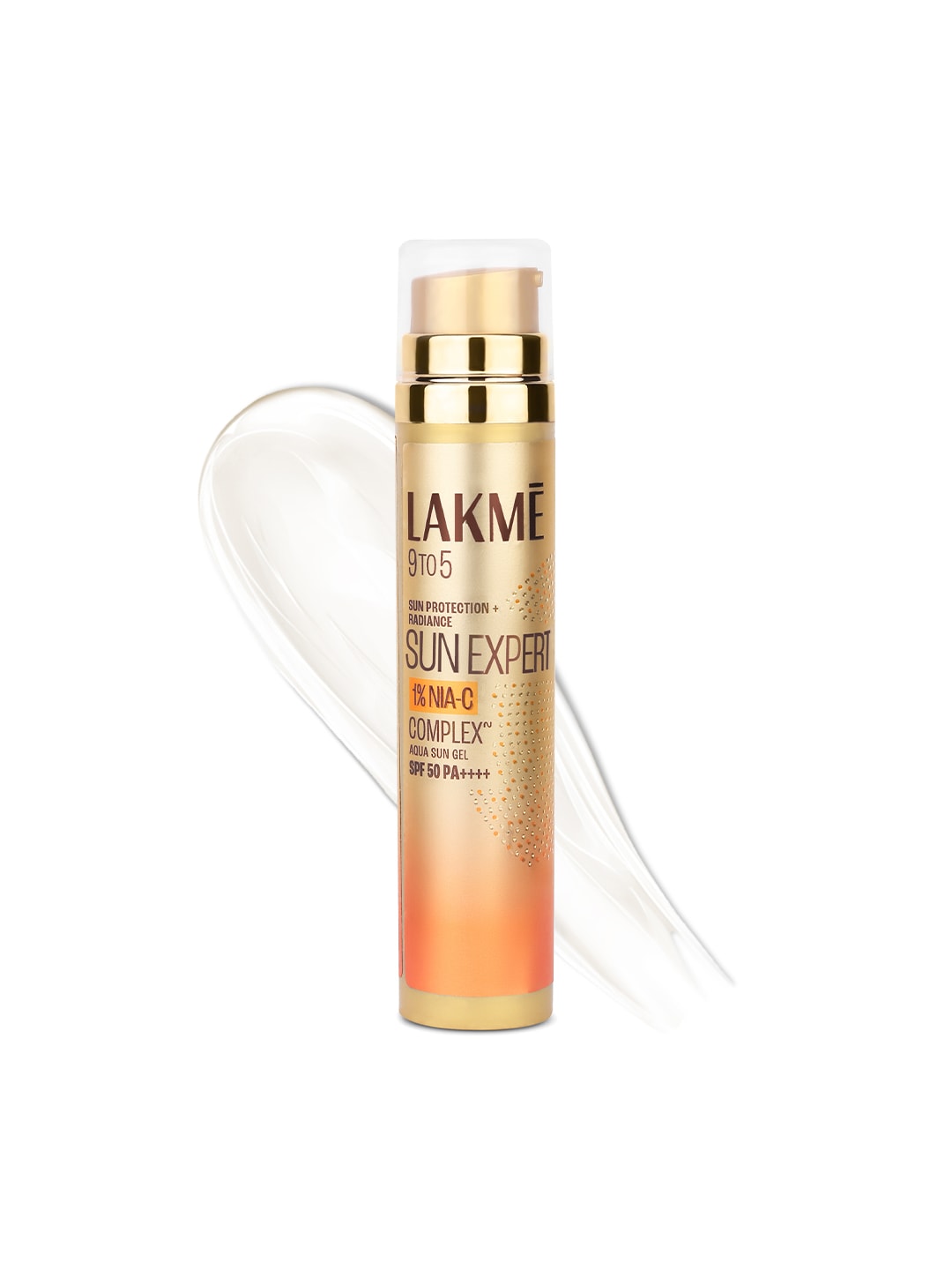 Lakme 9to5 Sun Expert 1% Nia-VIT C Aqua Gel Sunscreen SPF 50 PA+++ for Radiant Skin - 56g
