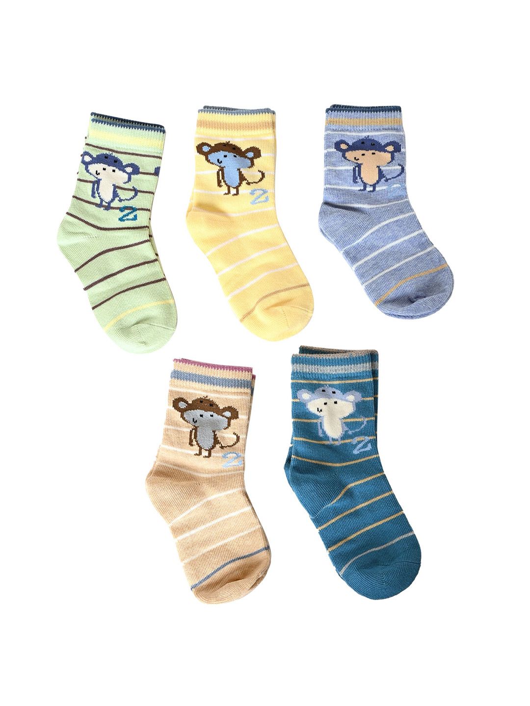 BAESD Kids Pack Of 5 Patterned Anti-Skid Ankle Length Socks-picture-18