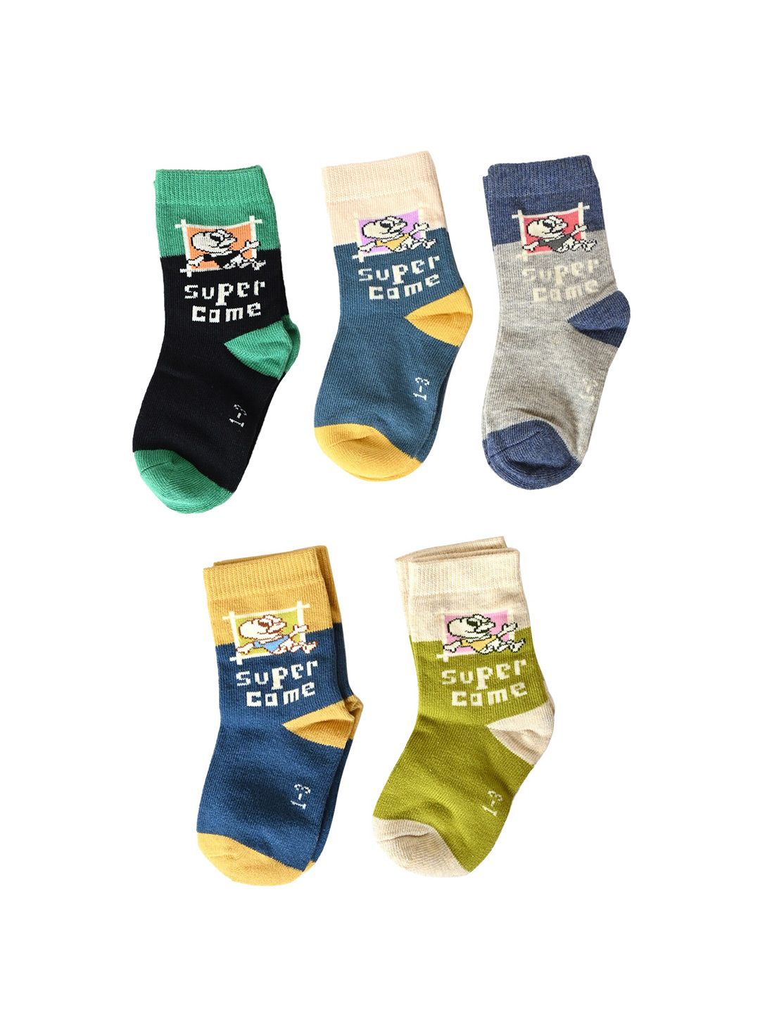 BAESD Kids Pack Of 5 Patterned Anti-Skid Ankle Length Socks-picture-25