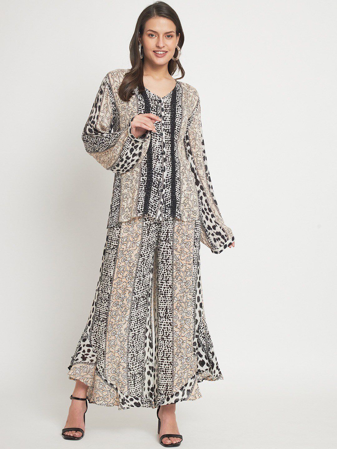 VELDRESS Floral Printed Flared Top With Palazzos Co-Ords-picture-14