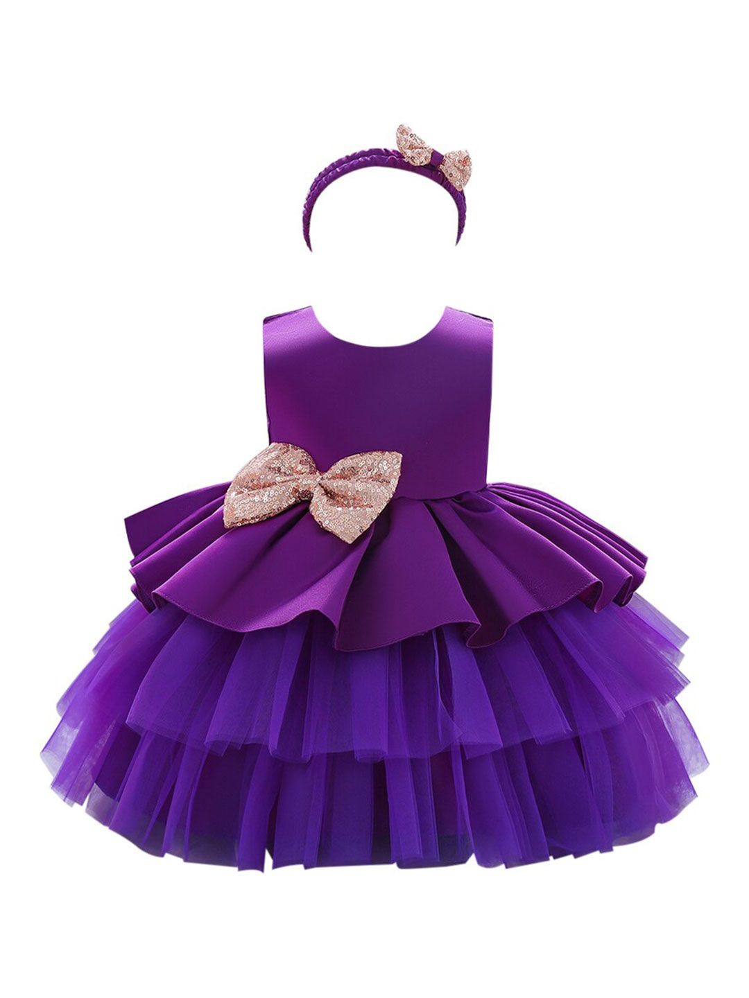 StyleCast Girls Purple Sleeveless Layered Balloon Fit and Flare Mini Dress-picture-12