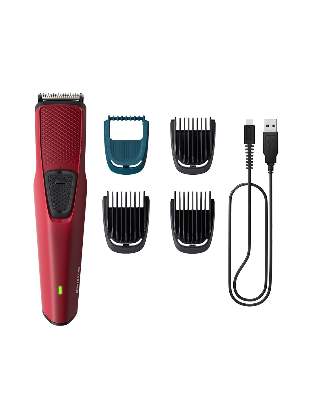 Philips BT1235/18 SkinProtect Cordless Beard Trimmer with Self-Sharpening Blades - Red