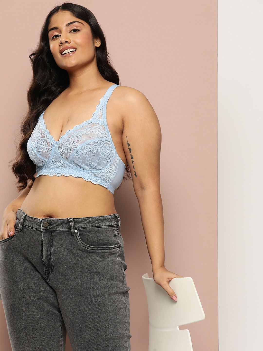 Sztori Floral Lace Bra  Full Coverage SZ-NEW-BF-01-Sky Blue-picture-17