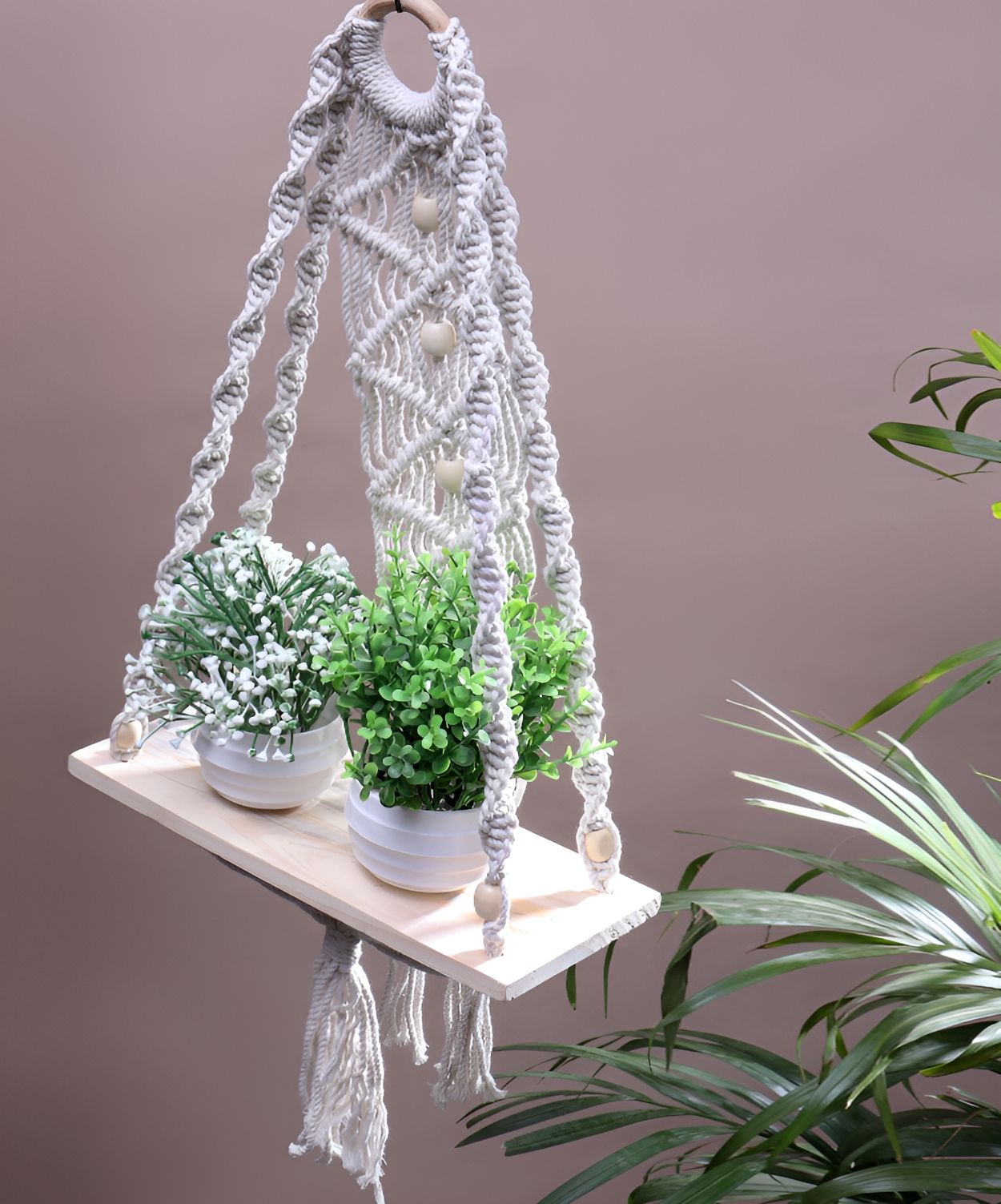 Akaar White & Beige MDF Wall Shelf-image-43