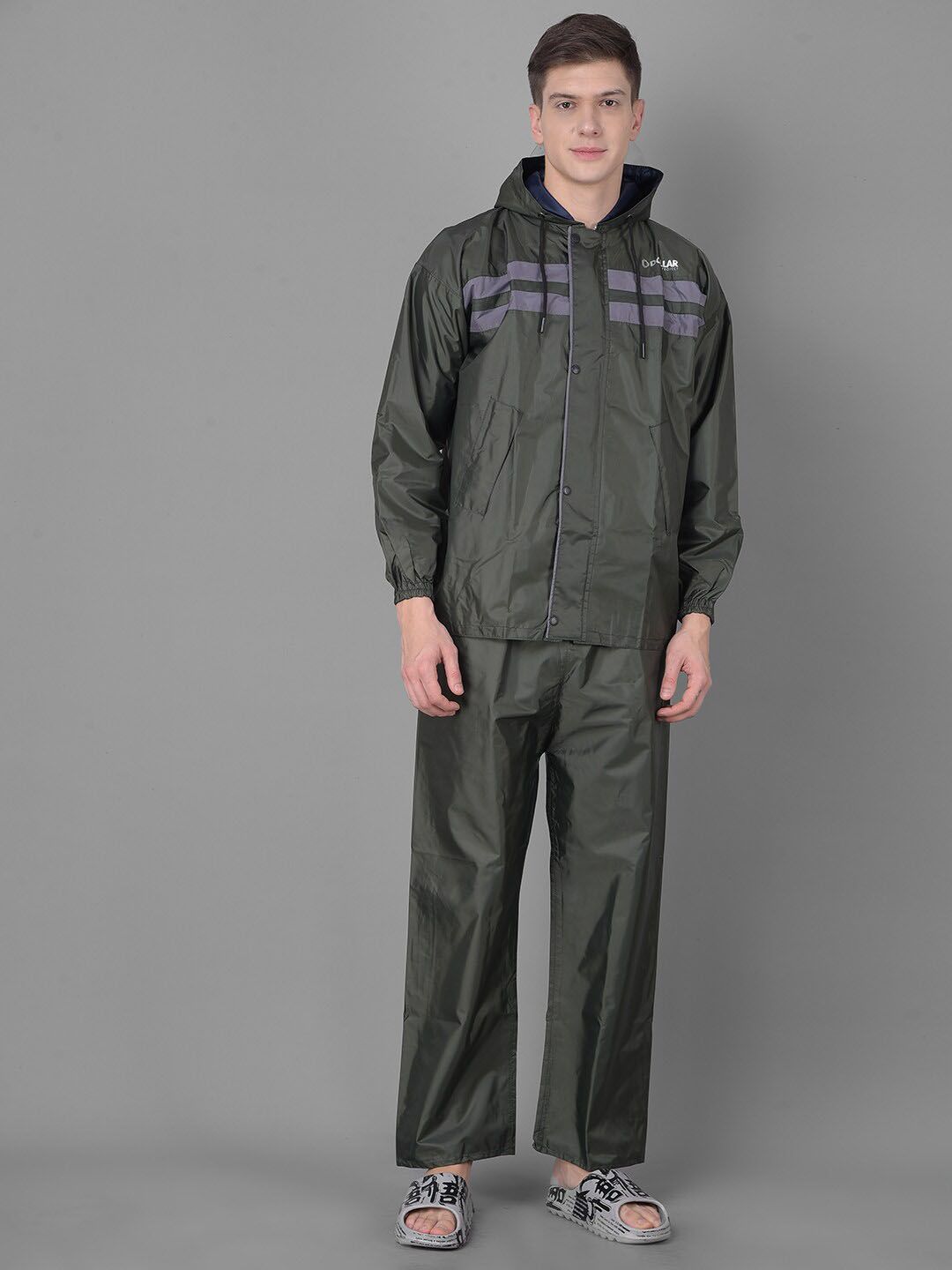 Dollar Striped Adjustable Hood Reversible Rain Jacket-picture-50