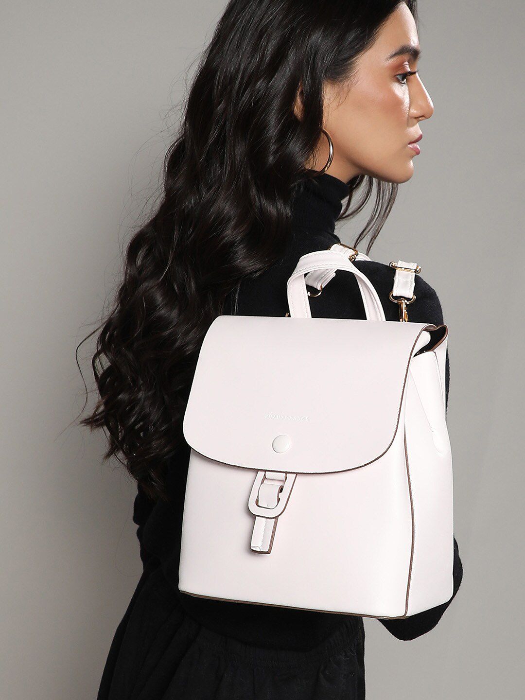 HAUTE SAUCE by  Campus Sutra Women Textured Leather Backpack-picture-23