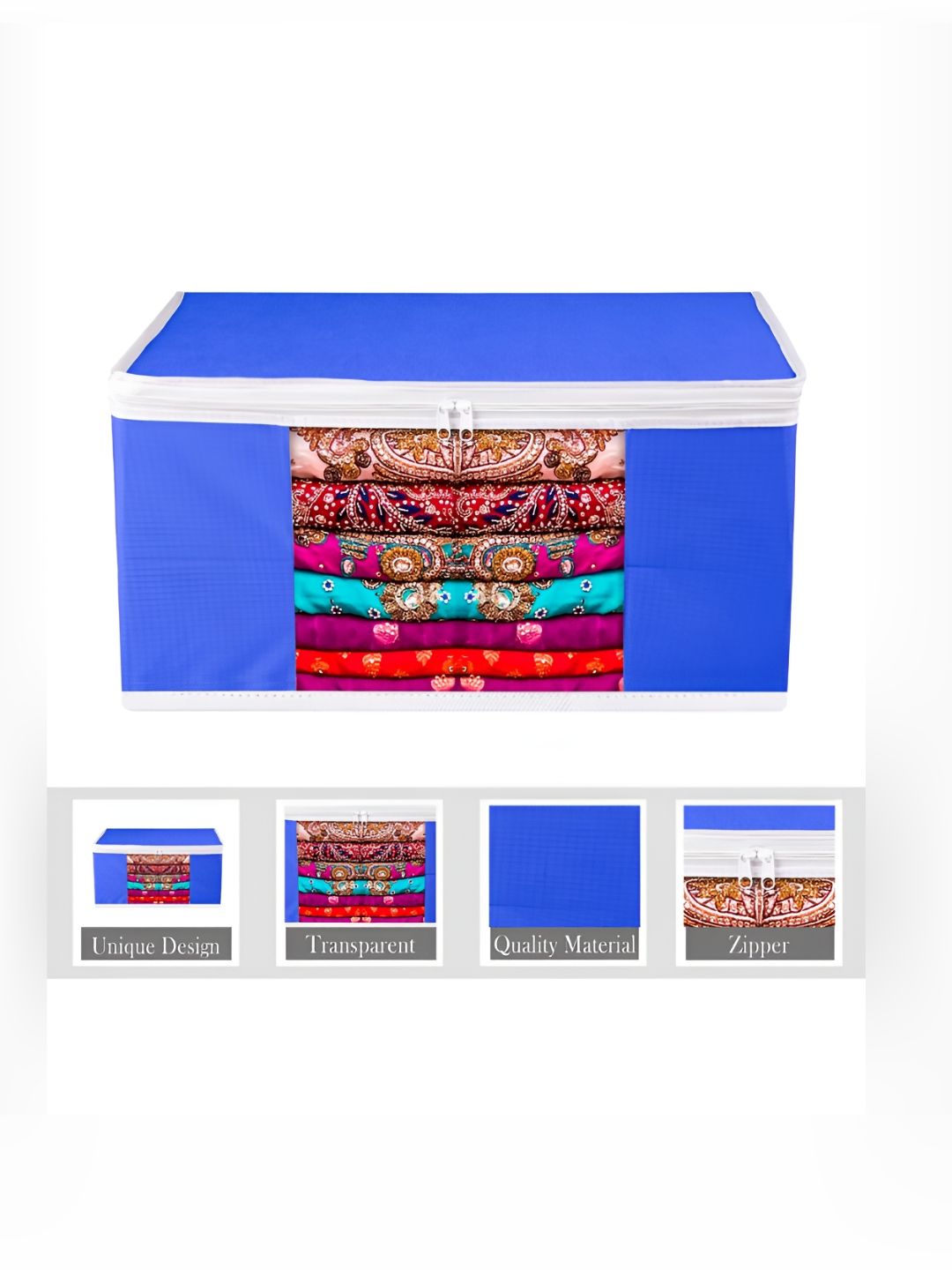 Kuber Industries Blue & White 12 Pieces Saree Cover Organisers-picture-21