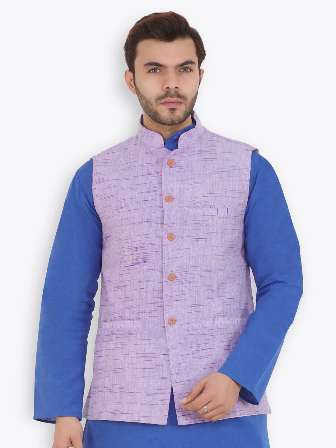 Latest Chikan Garments Self Design Mandarin Collar Nehru Jacket-picture-42