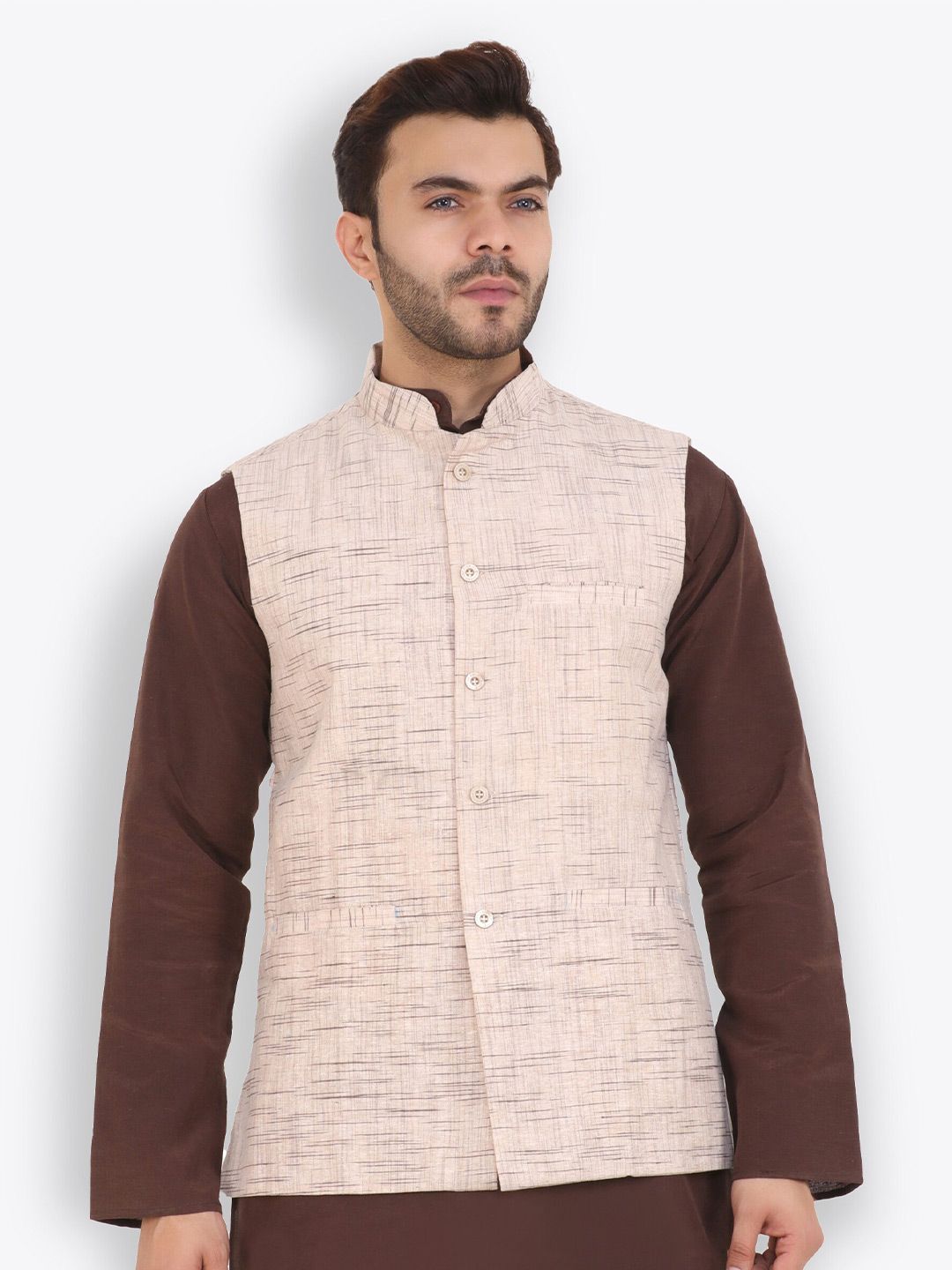 Latest Chikan Garments Self Design Mandarin Collar Nehru Jacket-picture-43
