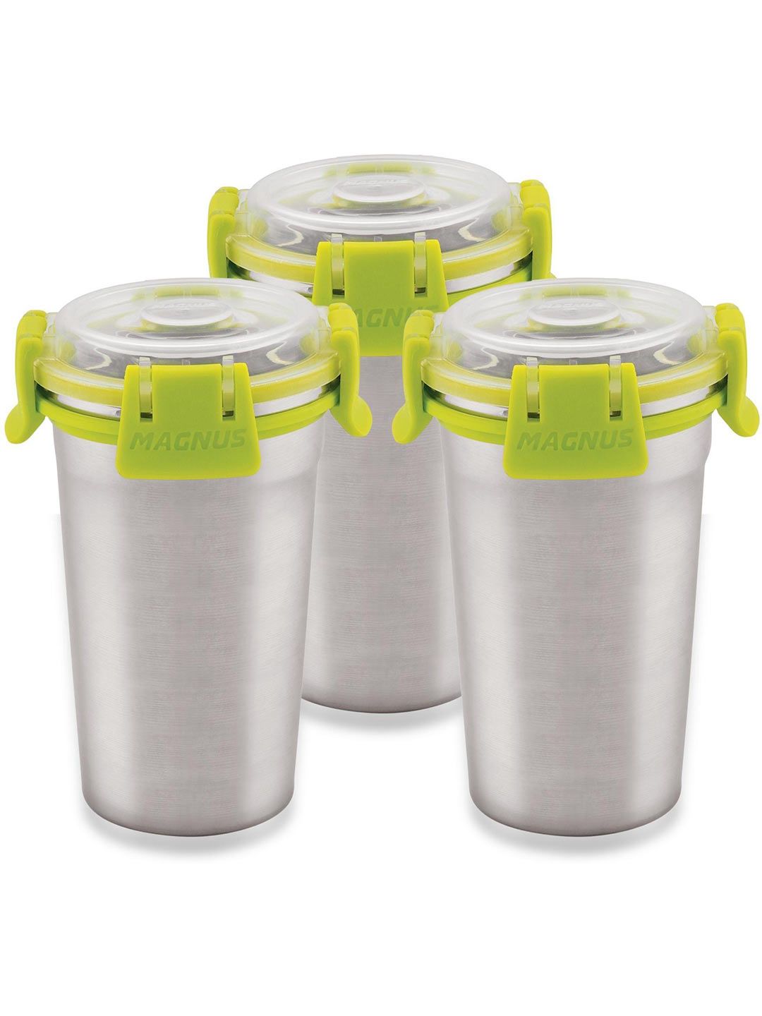 MAGNUS Unisex Silver-Tone & Green 3Pcs Water Or Juice Glass Bar & Drinkware 350Ml Each-image-5