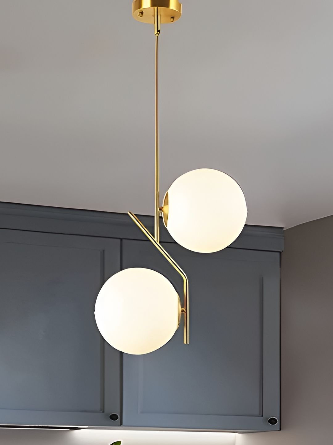 Areezo Gold Toned & White Spherical Ceiling Lamp-image-47