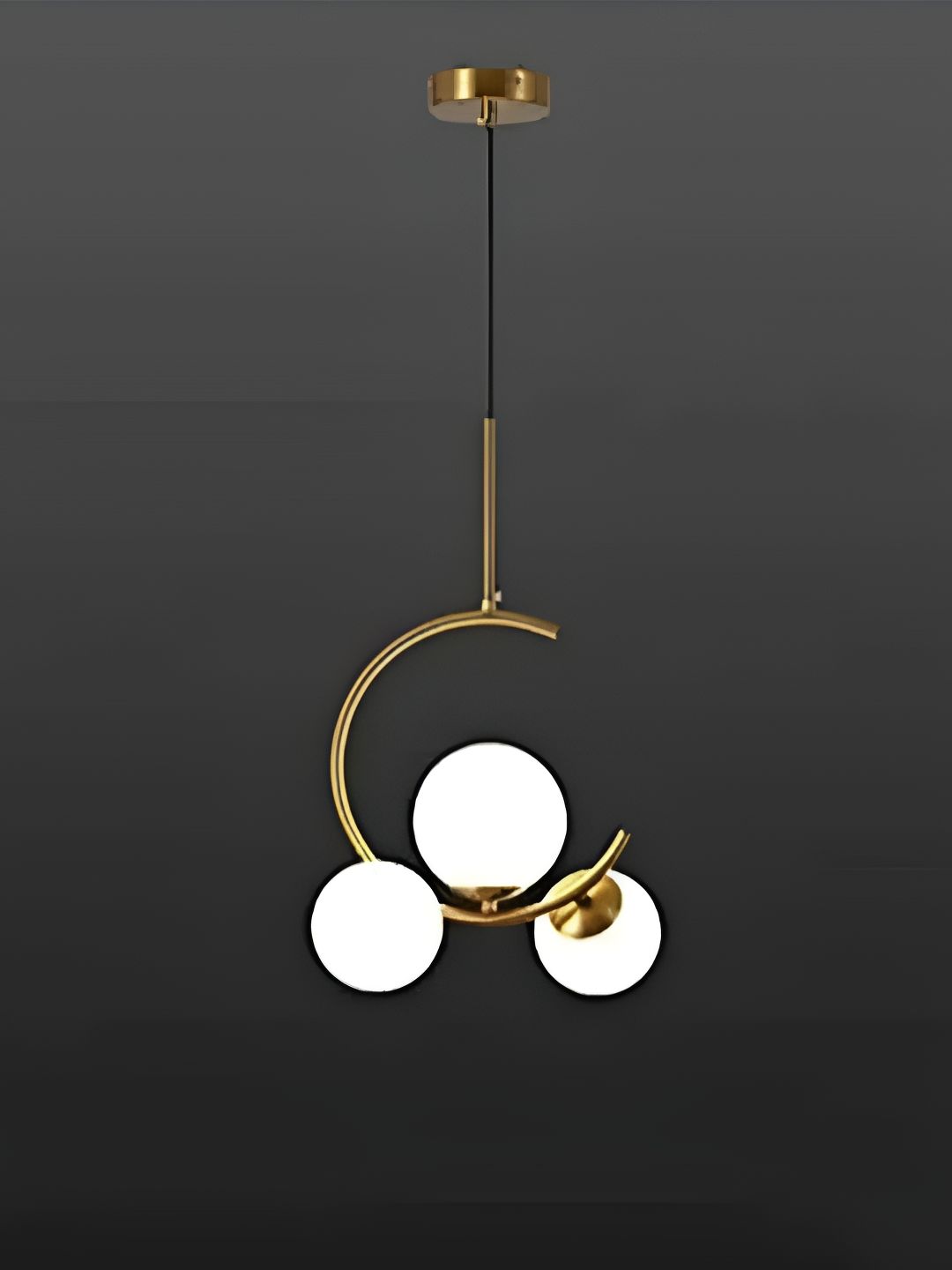 Areezo Gold Toned & White Spherical Ceiling Lamp-picture-11
