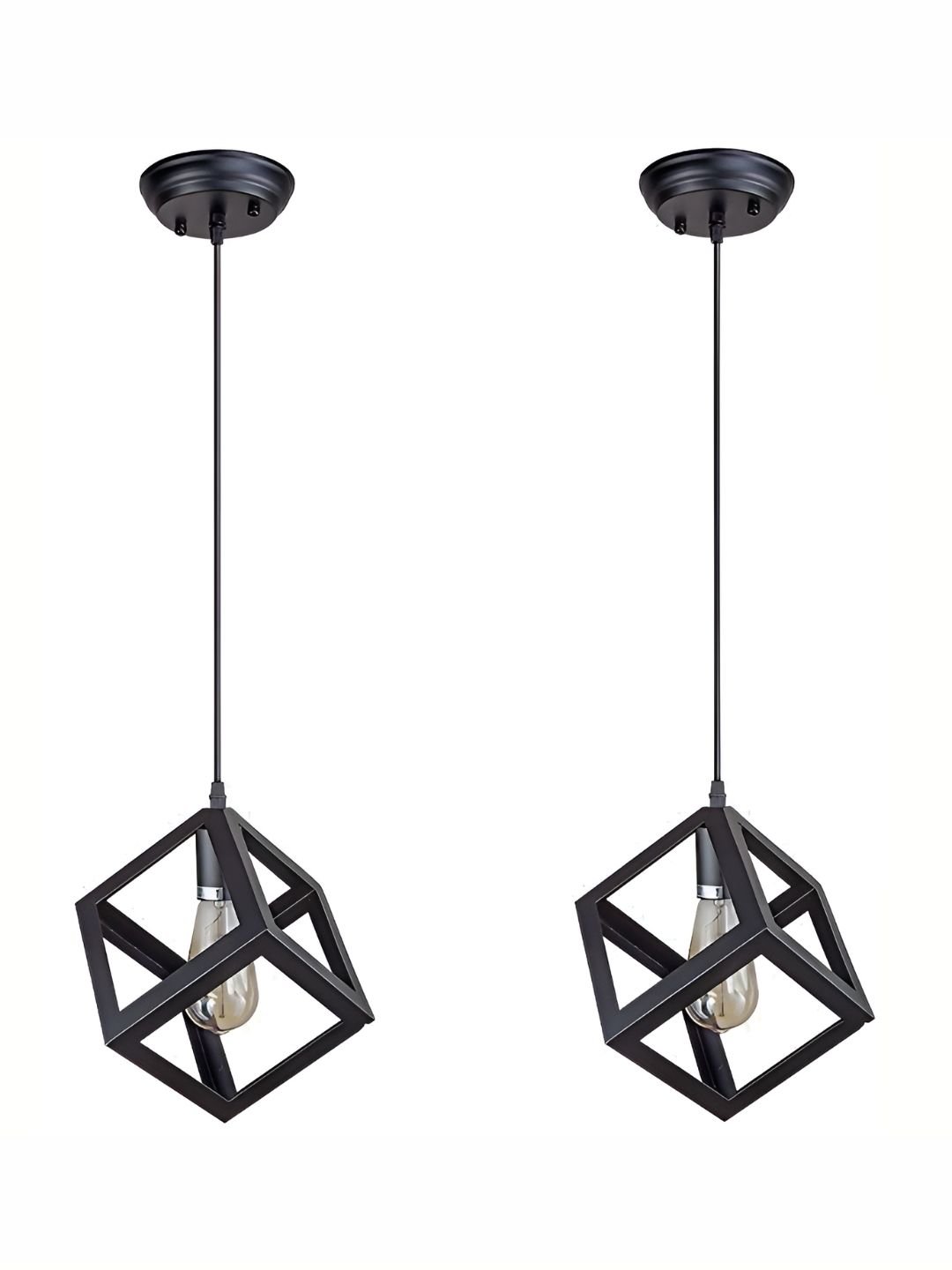 Areezo Black 2 Pcs Textured Rectangle Ceiling Lamp-image-45