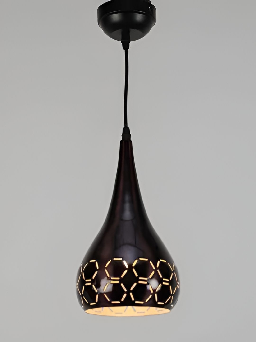 Areezo Black Abstract Shaped Textured Aluminium Ceiling Lamp-picture-32