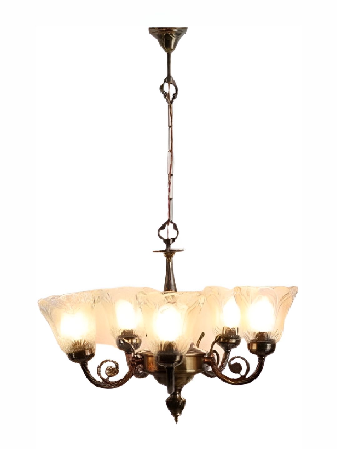 Areezo Brown & White Textured Bell Glass Ceiling Lamp-picture-26