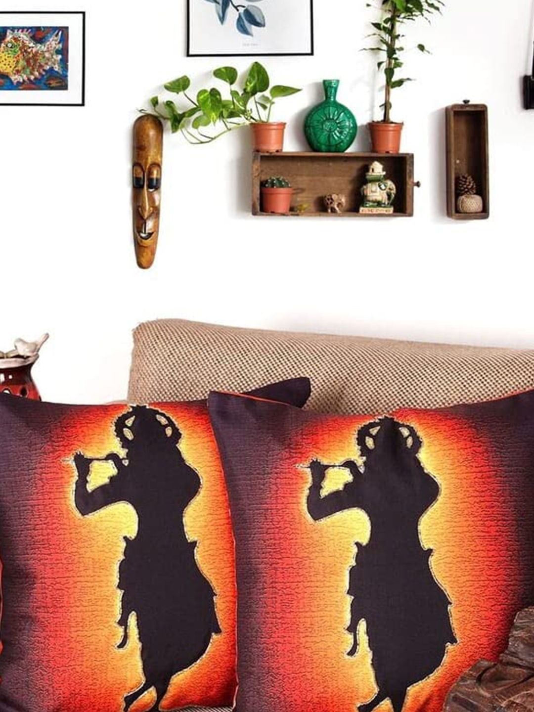 NISRAG HOME Red & Black 2 Pieces Ethnic Motifs Cushion Covers-image-44