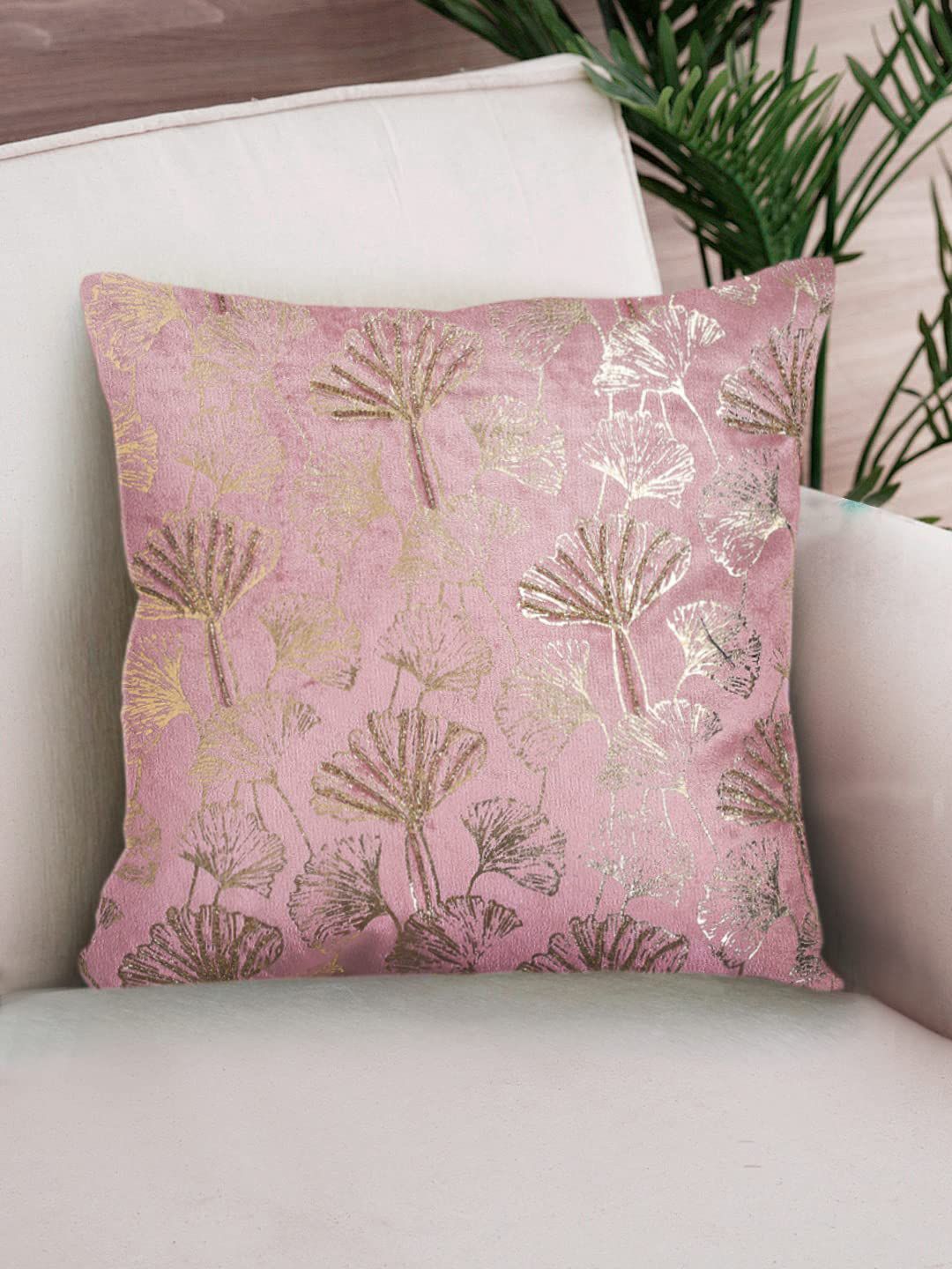 NISRAG HOME Pink and GoldToned Floral Velvet Cushion Covers-picture-46