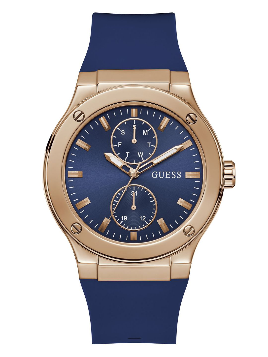 GUESS Men Textured Dial & Silicon Straps Analogue Watch GW0491G4-image-49