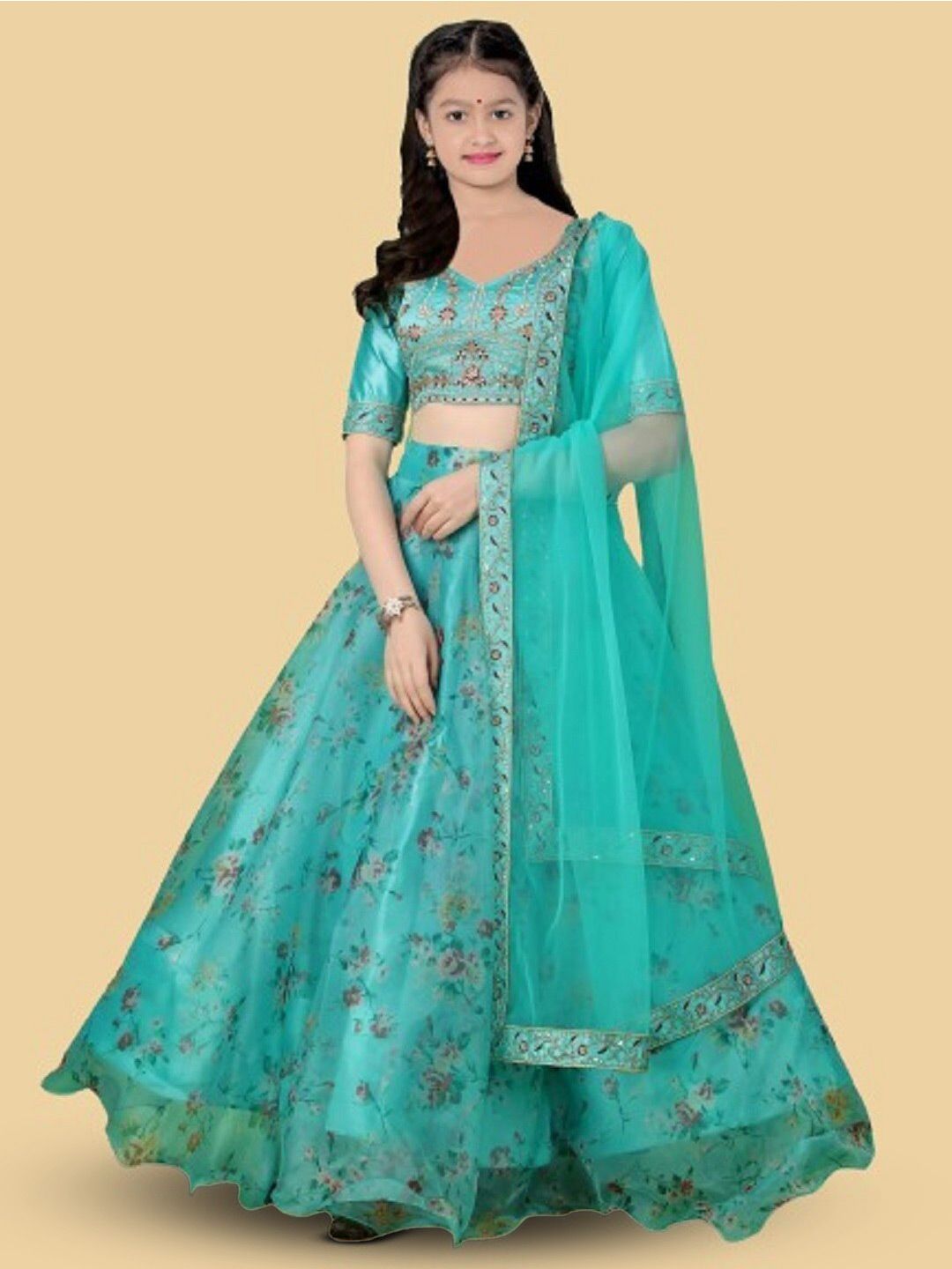 BAESD Girls Printed Semi-Stitched Lehenga & Unstitched Blouse With Dupatta-picture-57