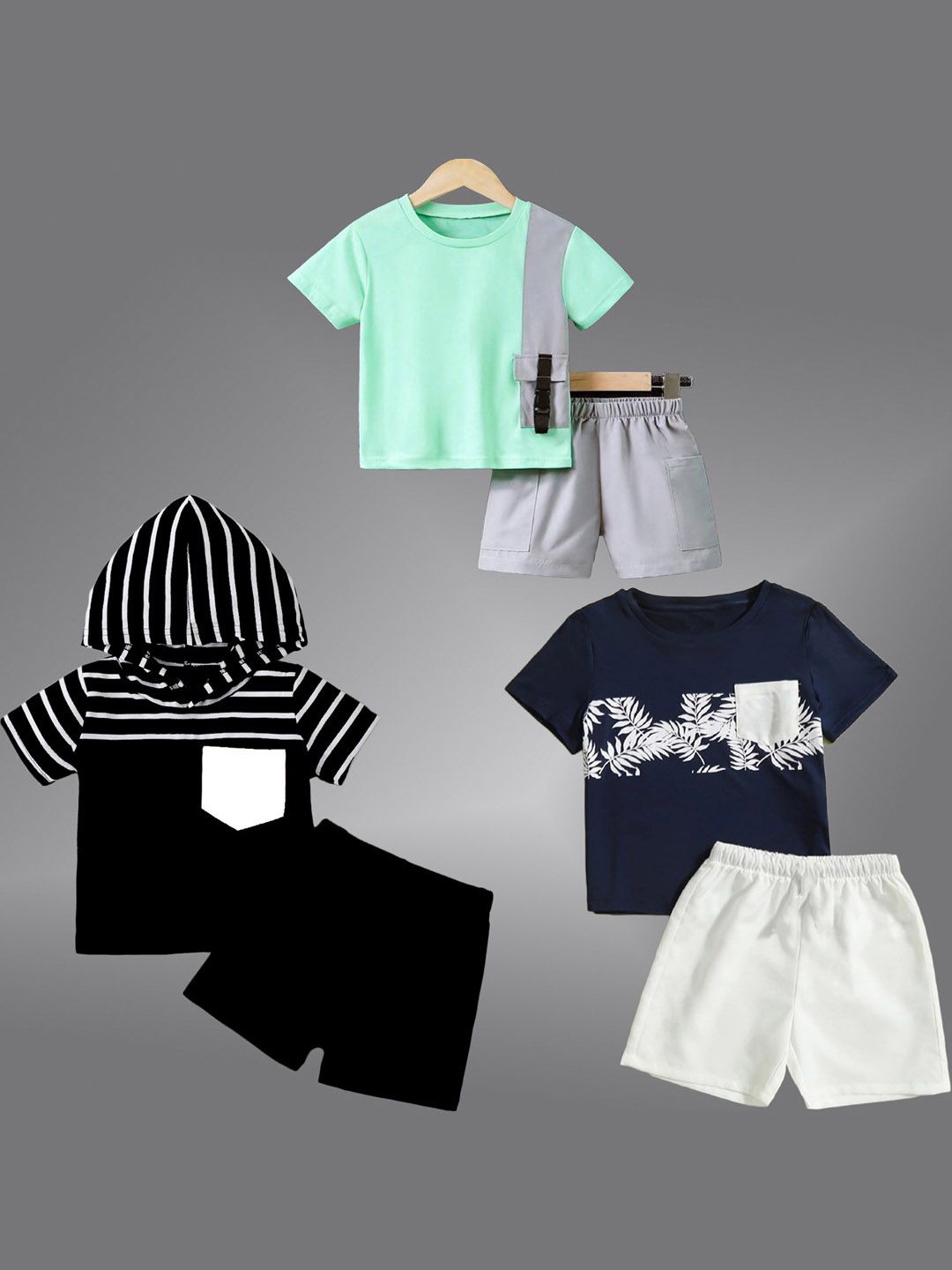 BAESD Unisex Kids Green & Black Printed T-shirt with Shorts-picture-13