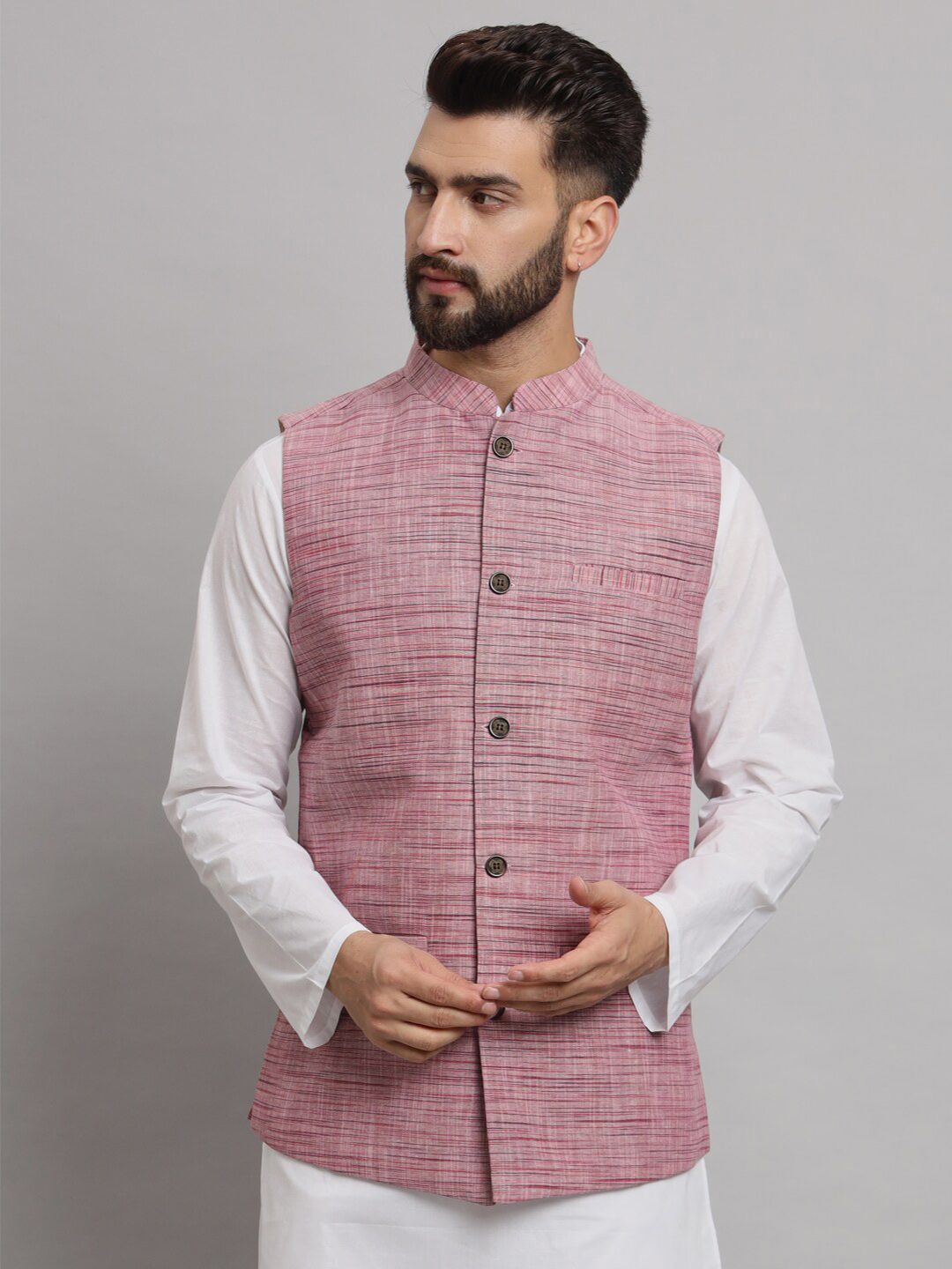 Latest Chikan Garments Self Design Mandarin Collar Nehru Jacket-picture-32