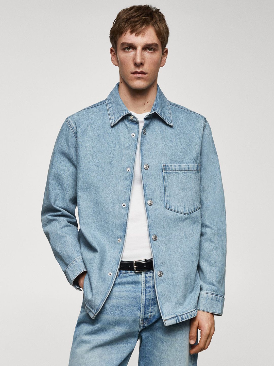 MANGO MAN Pure Cotton Denim Shacket