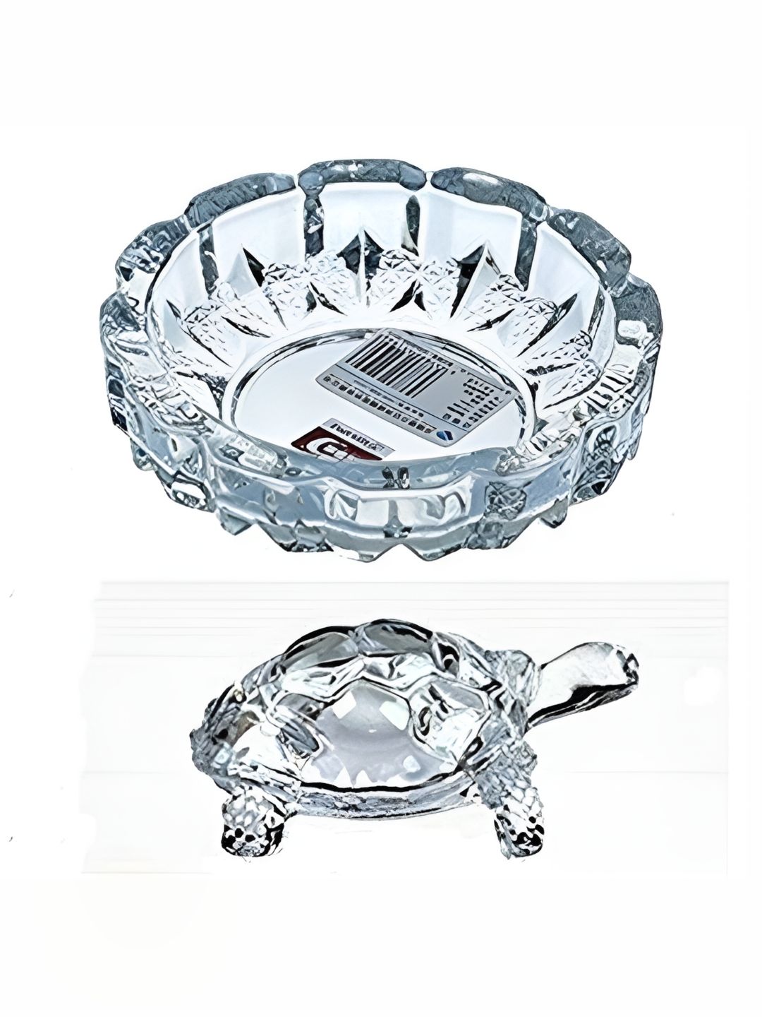 Navyaksh Transparent Crystal Glass Turtle Plated Feng Shui Tortoise Plate Showpiece-picture-28