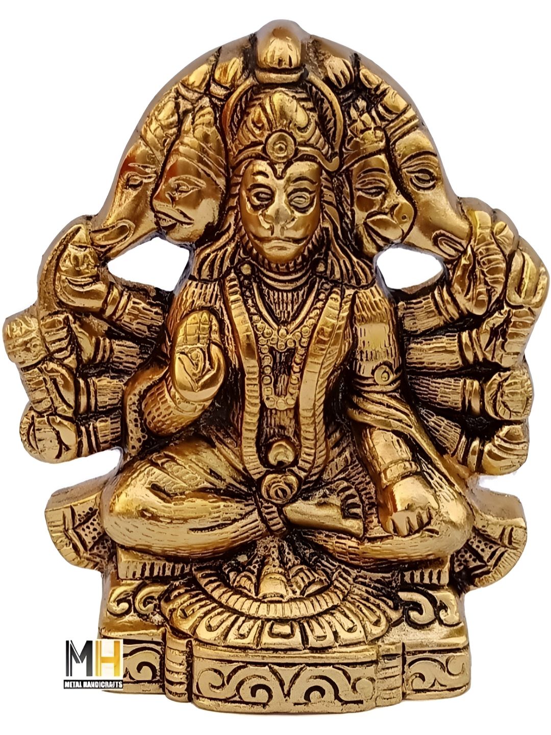 Navyaksh Gold Toned Panchmukhi Hanuman ji Murti Decorative Showpiece-picture-20