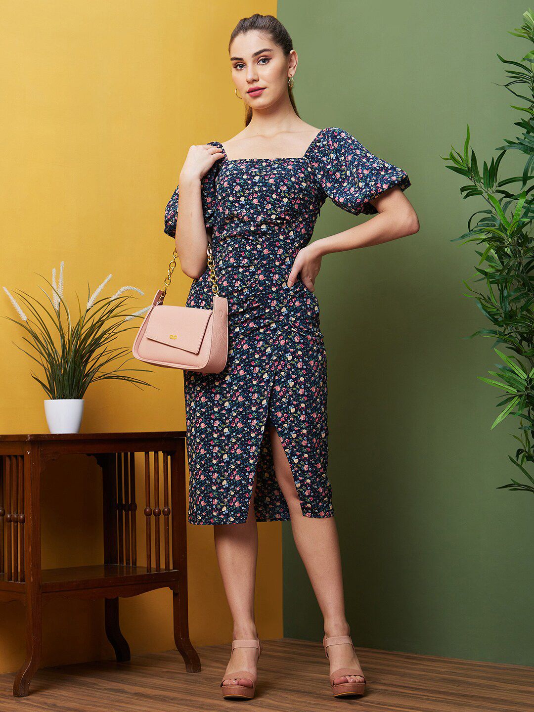 Globus Floral Printed Smocked Sheath Dress