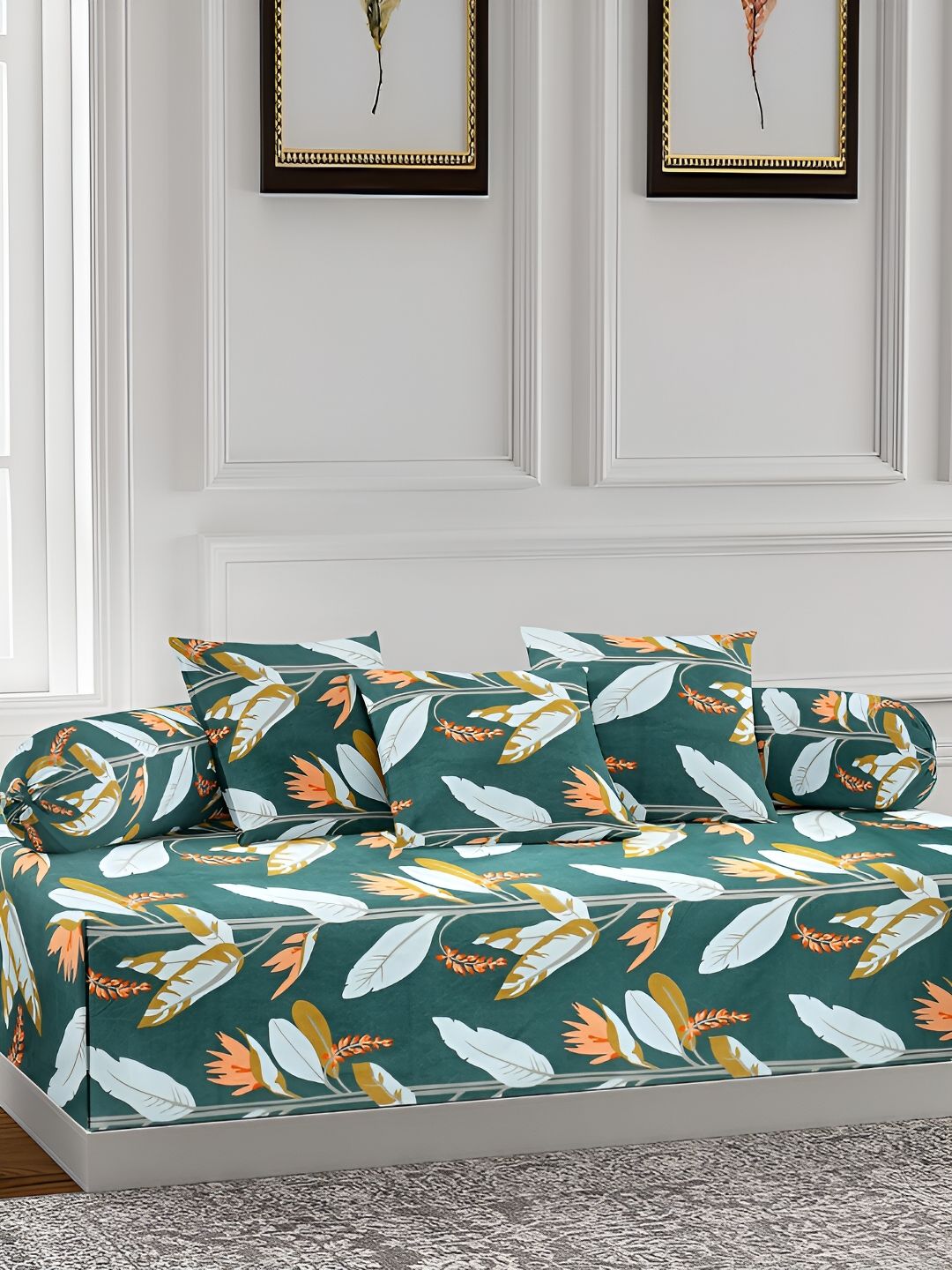 Arrabi 6 Pcs Green & Blue Printed Diwan-picture-13