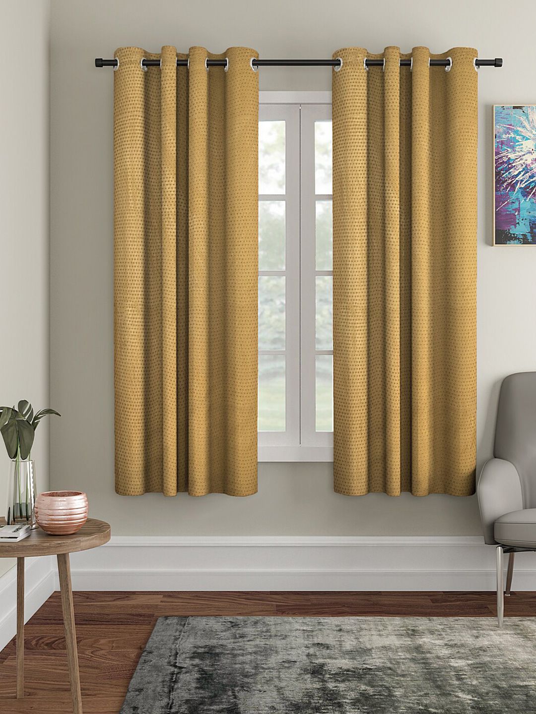 Aura Olive Green 2 Pieces Embossed  Window Curtain-image-17