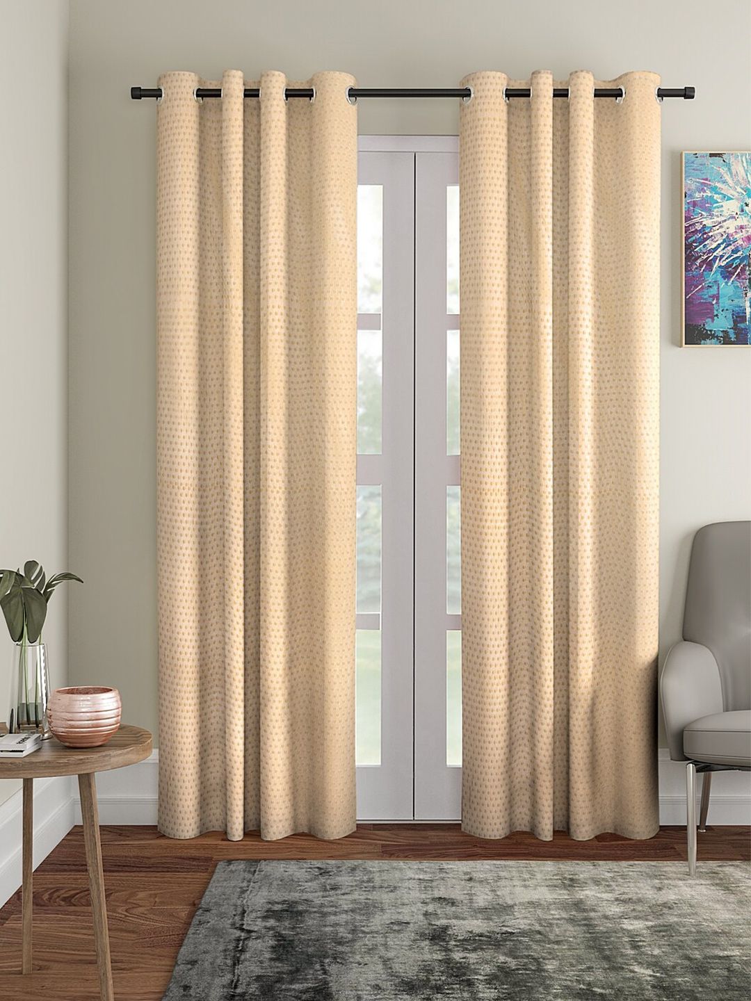 Aura Cream 2Pcs Regular Door Curtain-image-14