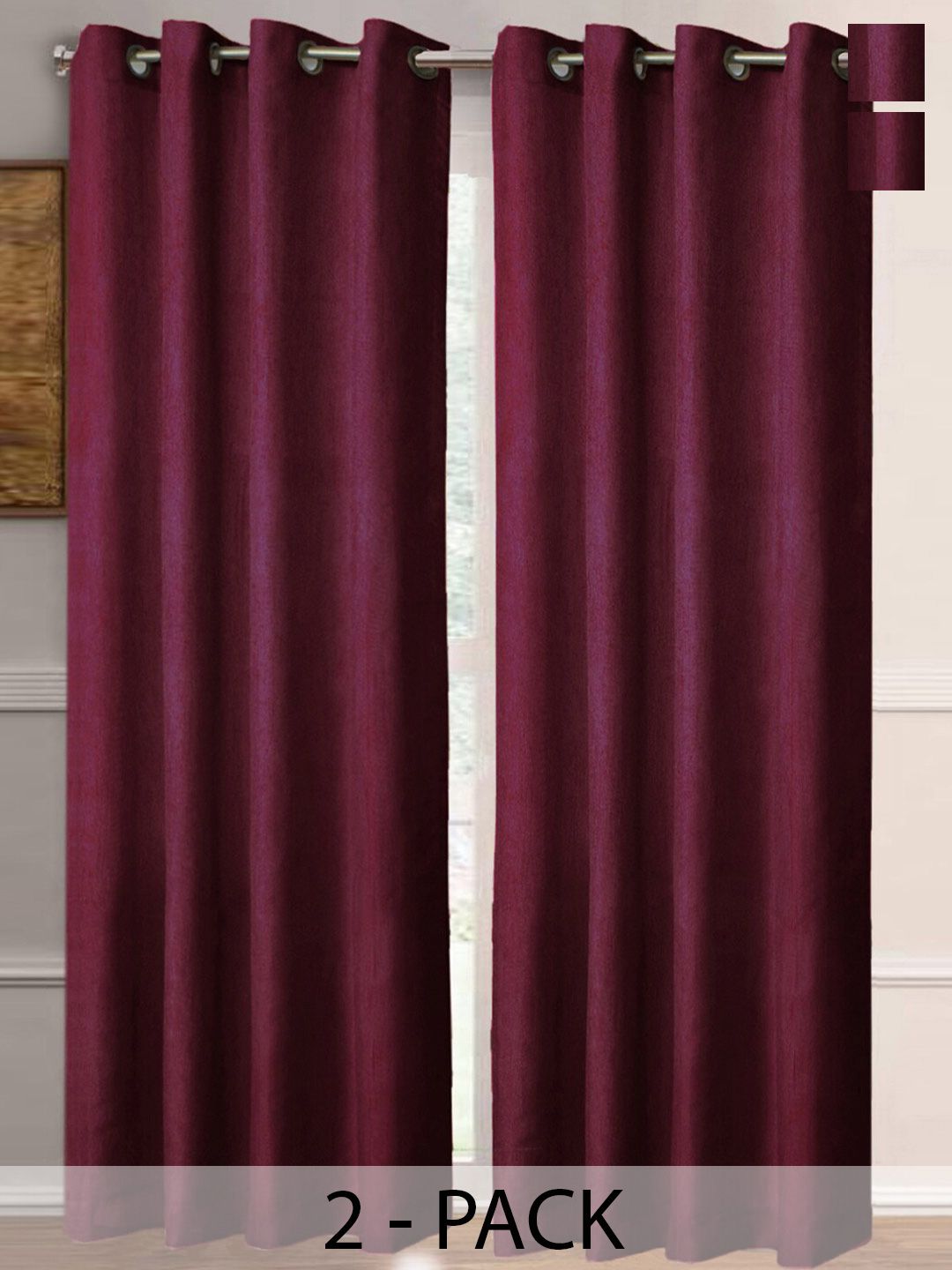 Aura Maroon 2 Pieces Room Darkening Long Door Curtain-picture-16