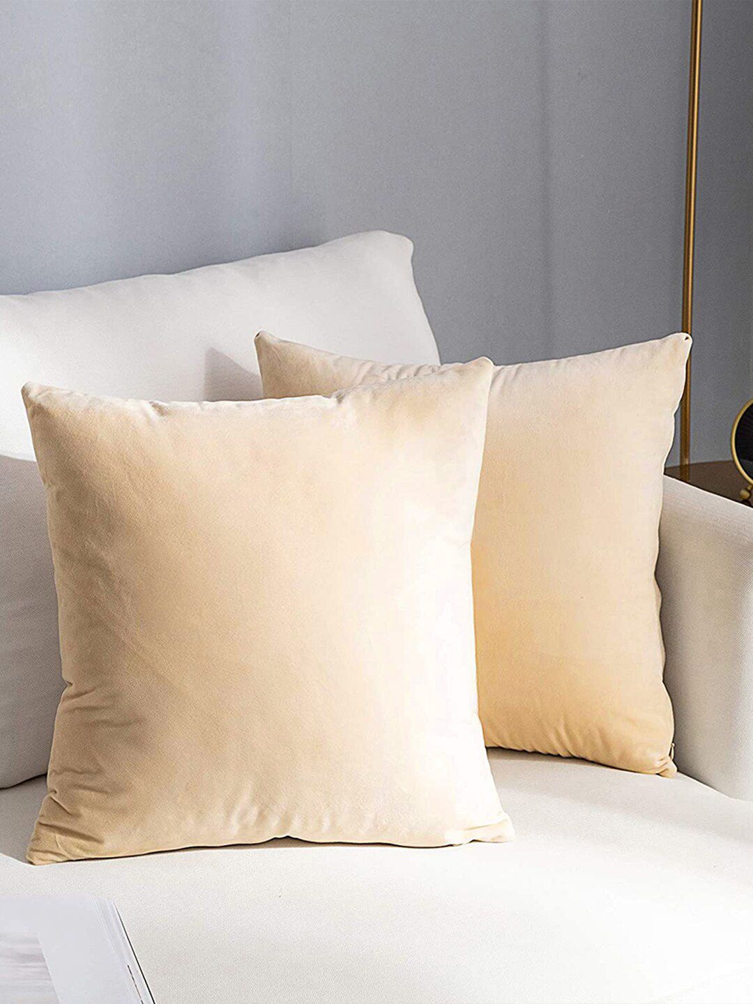 AEROHAVEN Cream Coloured 2 Pcs Reversible Square Cushion Covers-picture-38