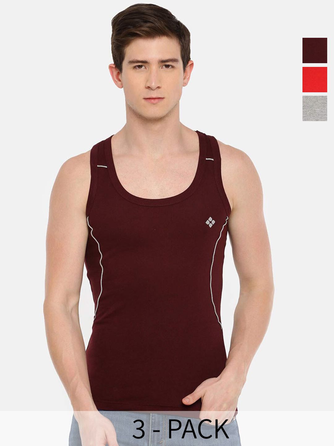 Dollar Bigboss Men Pack of 3 Cotton Racerback Styled Gym Vest-picture-13