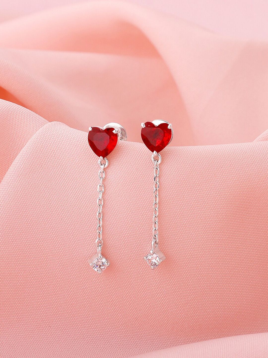 GIVA 925 Sterling Silver Rhodium-Plated Heart Shaped Drop Earrings-picture-55