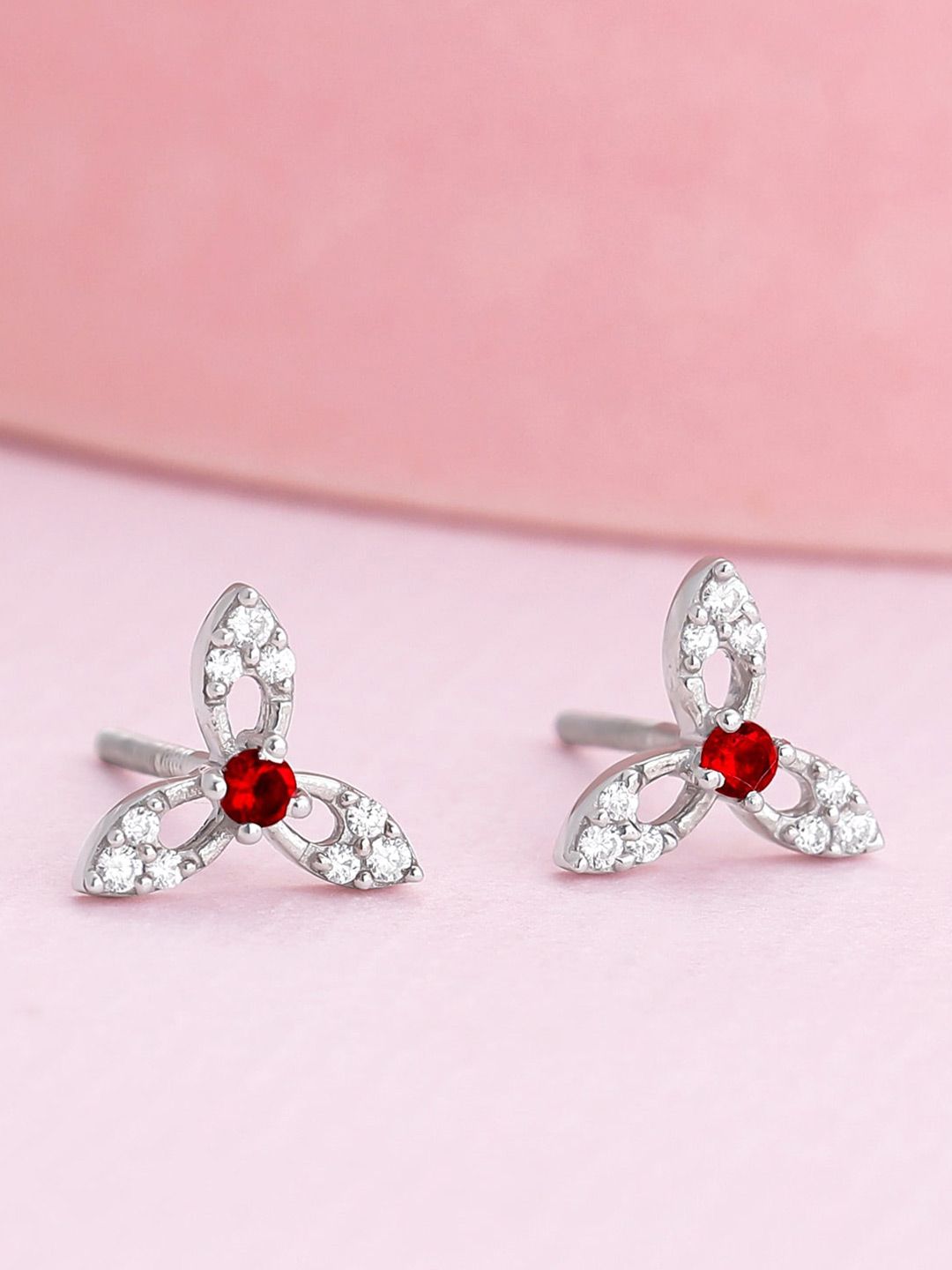 GIVA 925 Sterling Silver Rhodium-Plated Stone Studded Stud Earrings-image-34