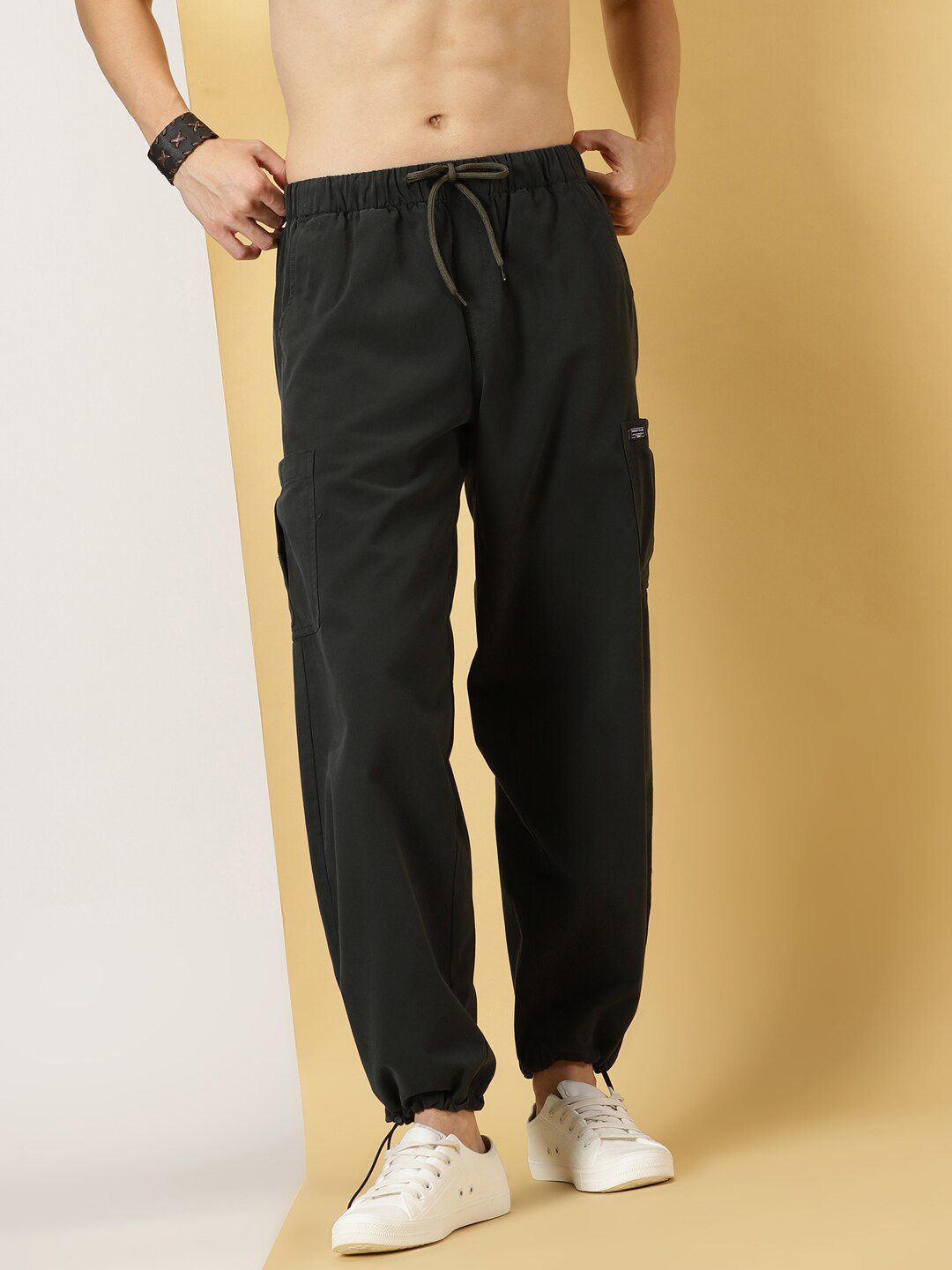 Thomas Scott Men Mid Rise Parachute Fit Pure Cotton Cargo Trousers-picture-24