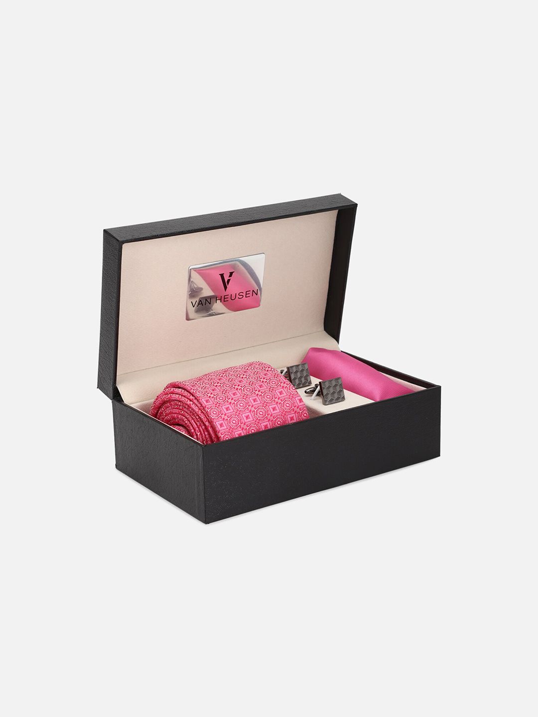 Van Heusen Men Tie Pocket Square & Cufflink Gift Set-image-39